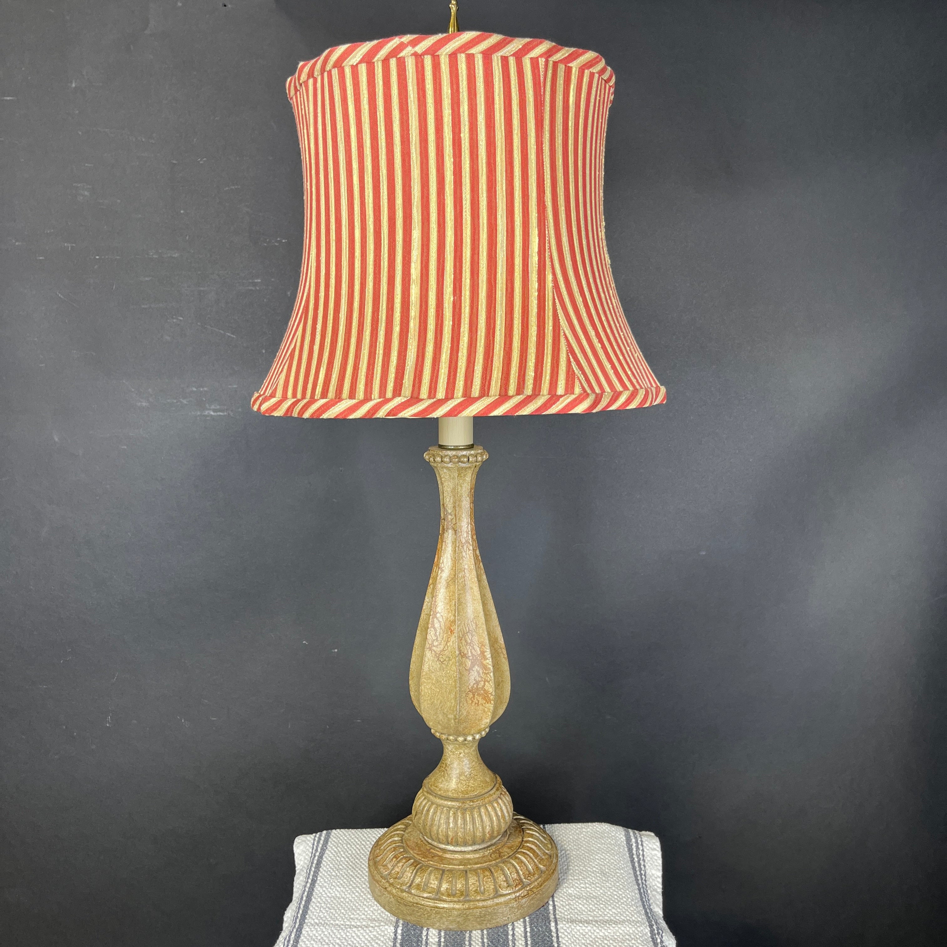 Traditional Ornate Cream Crackle with Shade Table Lamp 15” Diameter @ Shade x 34”