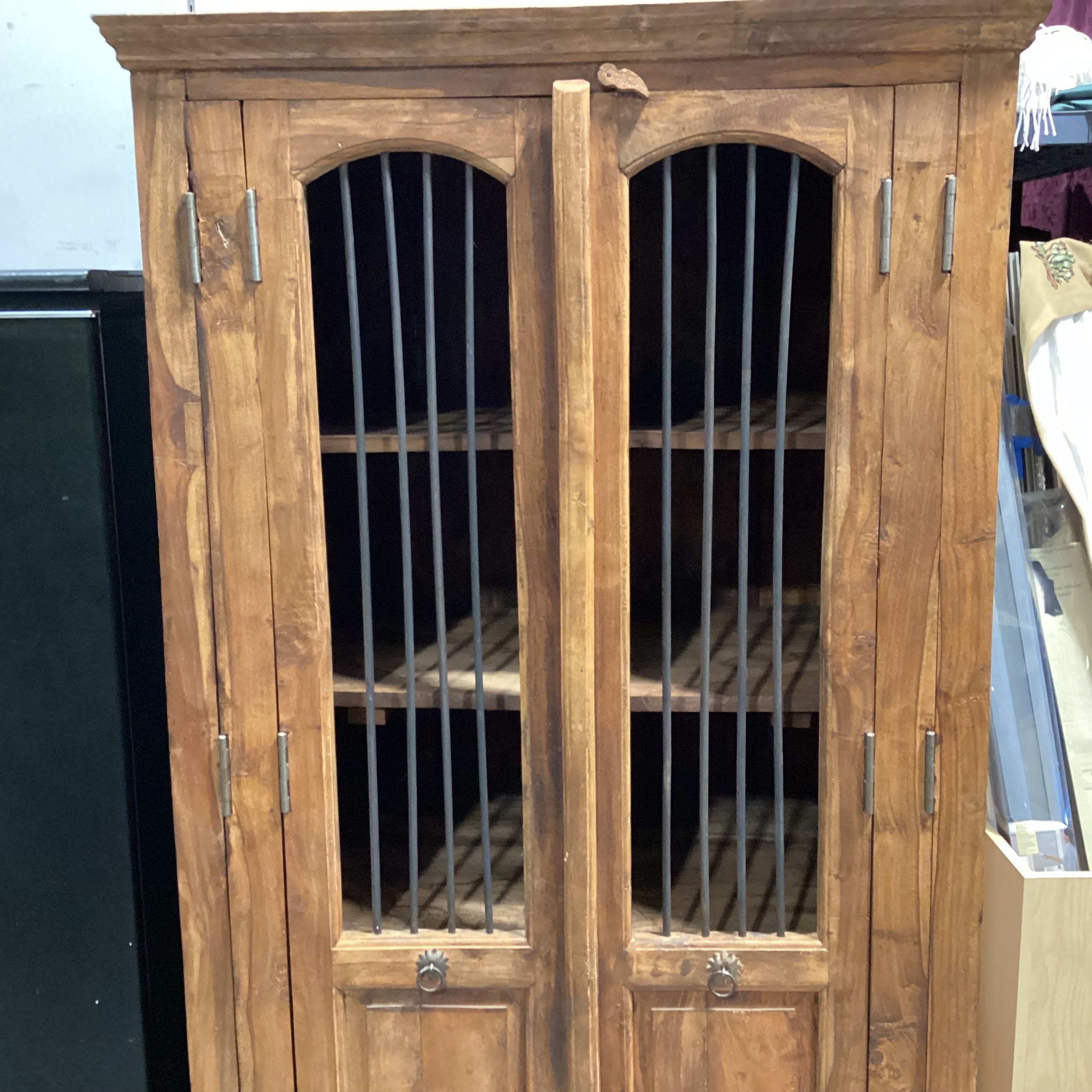 Solid Rustic Wood with Iron Accent Armoire 40.5"x 25"x 70.5"