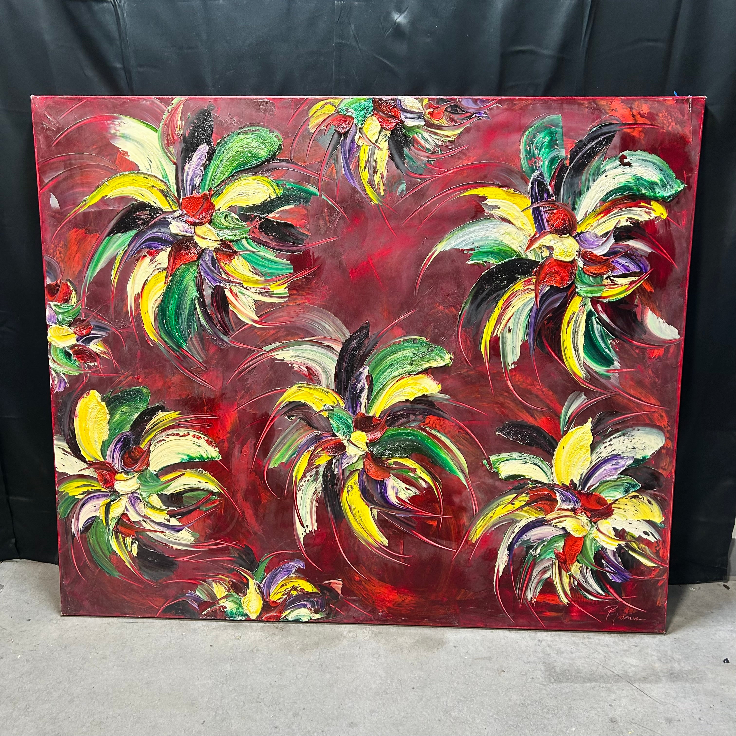 Renea Menzies Large Abstract Floral Painting 72"x 60"