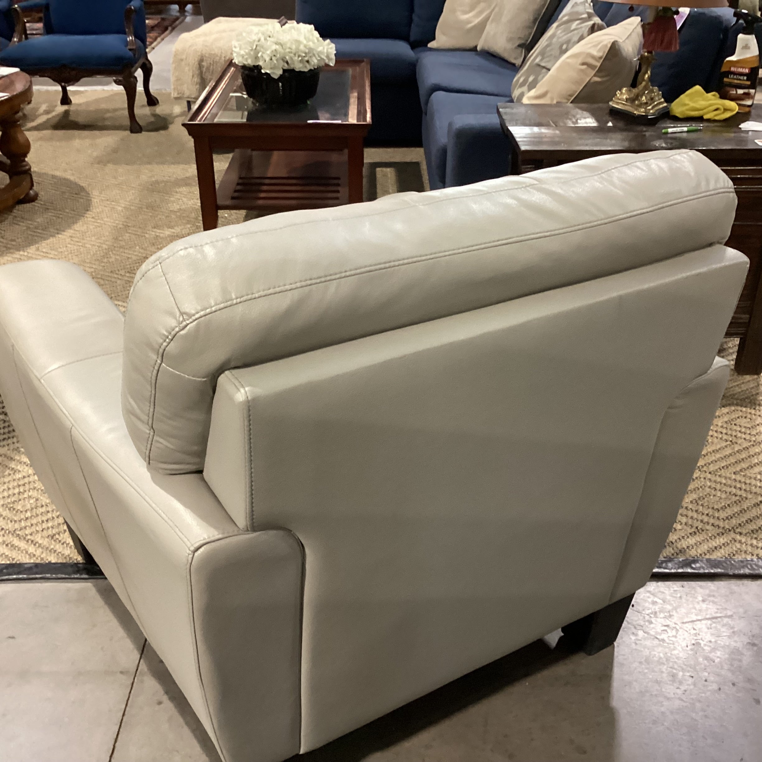 Grey Faux Leather Chair 38"x 36"x 36"