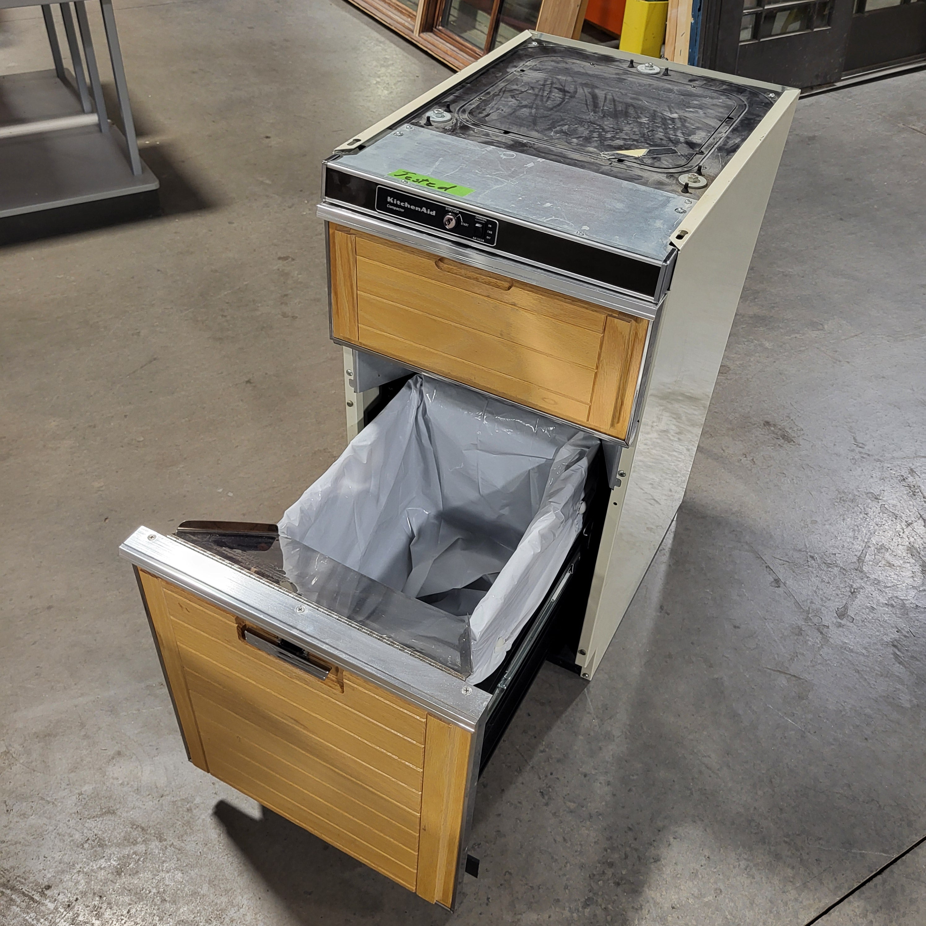 KitchenAid Wood Paneled Trash Compactor 18"x 24.5"x 34.5"