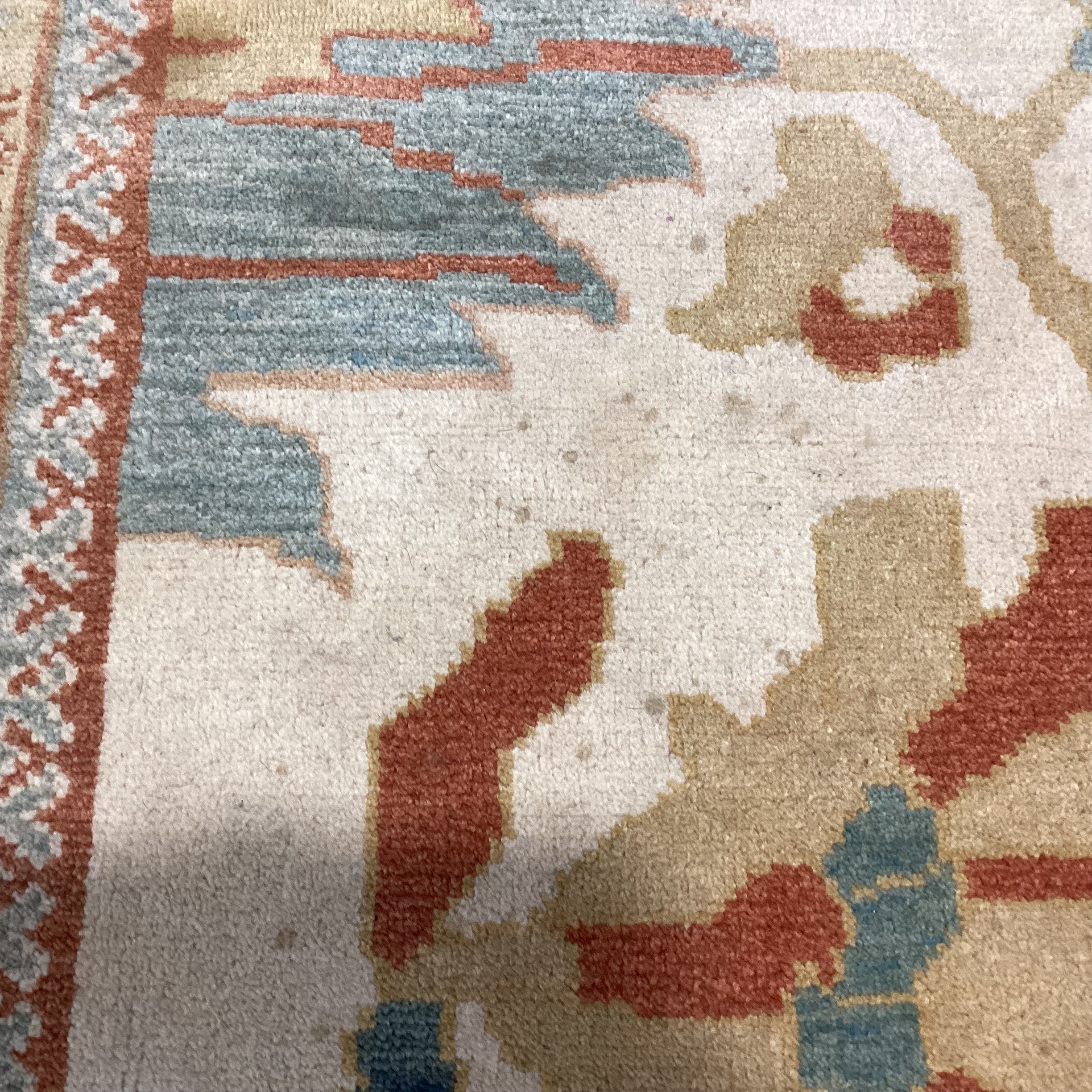 Gold Burnt Orange & Teal Hand Woven Wool Rug 11'x 15'2"