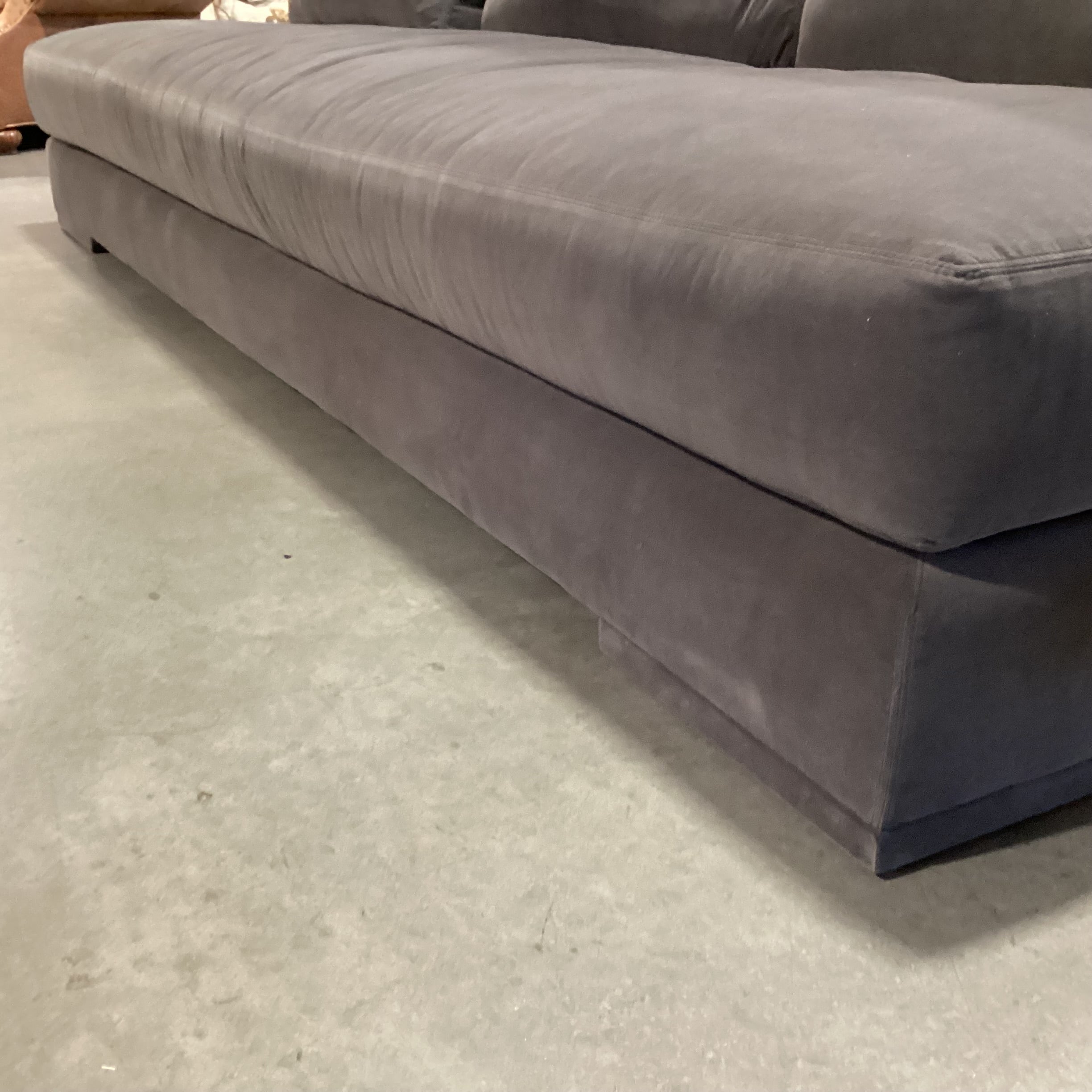 Verellen Grey Velvet & Down Modern Armless Sofa 110"x 42"x 30"