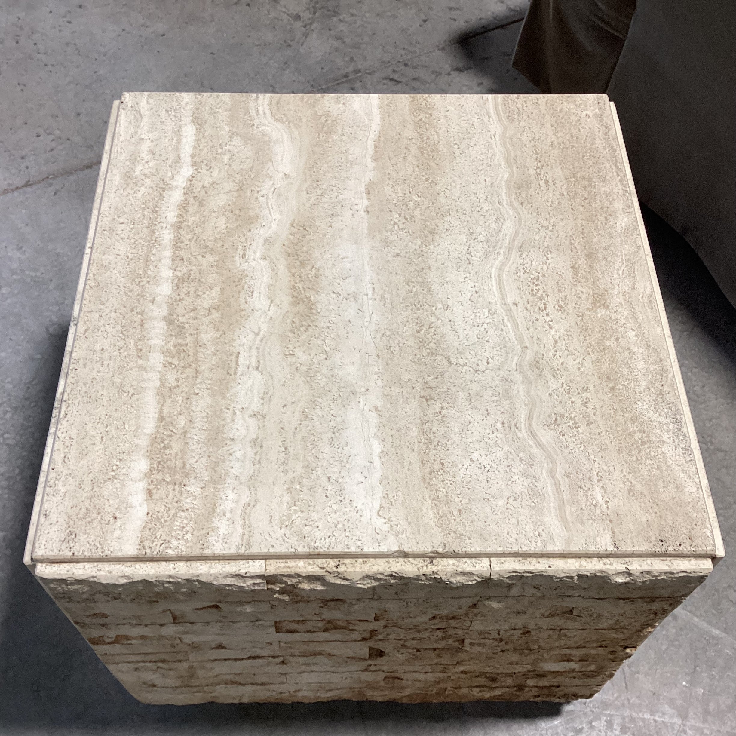 Travertine Rough Stacked & Polished Cube End Table 22"x 22"x 20"