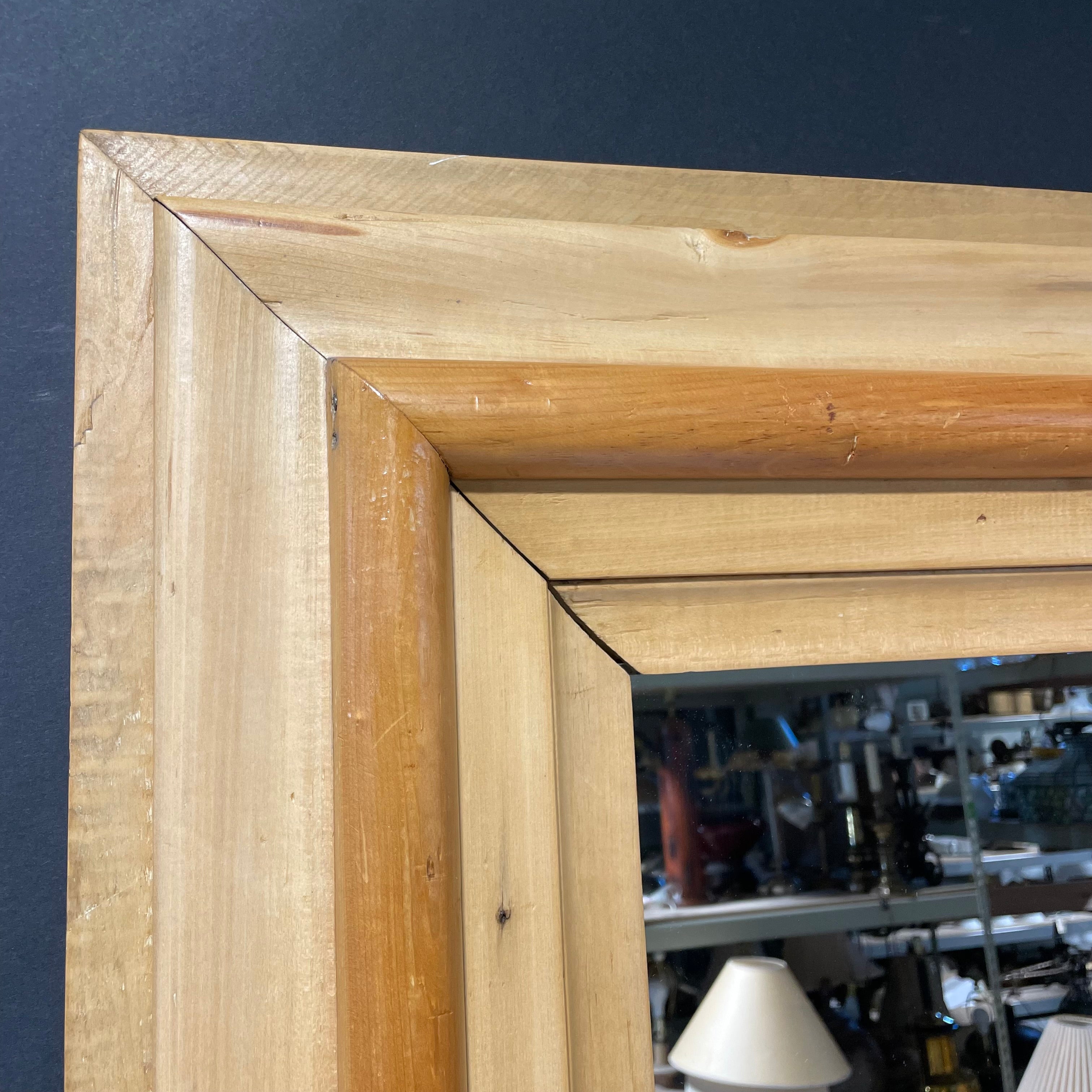 Multilayered Framed Natural Wood Wall Mirror 33 1/2" x 37 1/2"