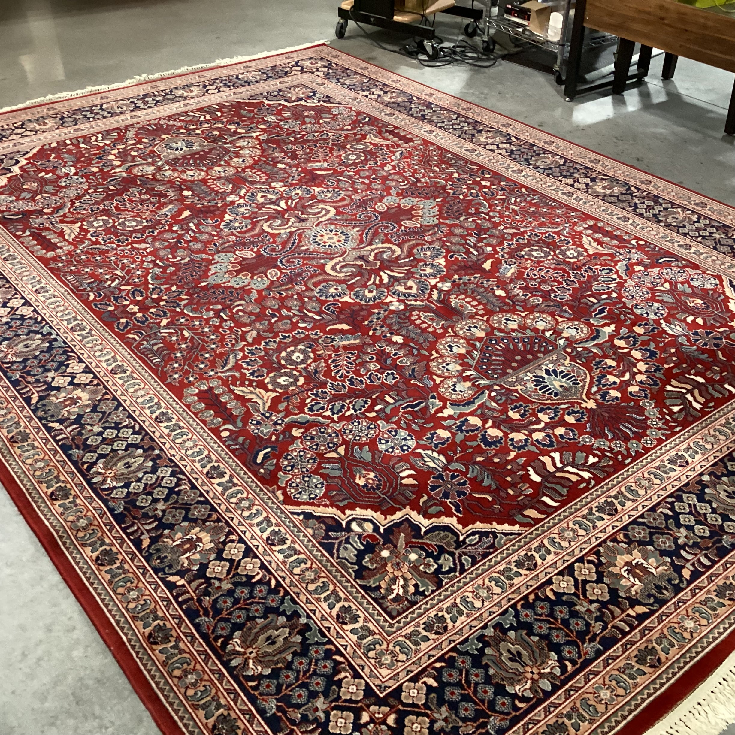 Foreign Accents Rug Gallery Red Navy Ornate Floral with Border & Fringe Rug 8'2"x 11'5"