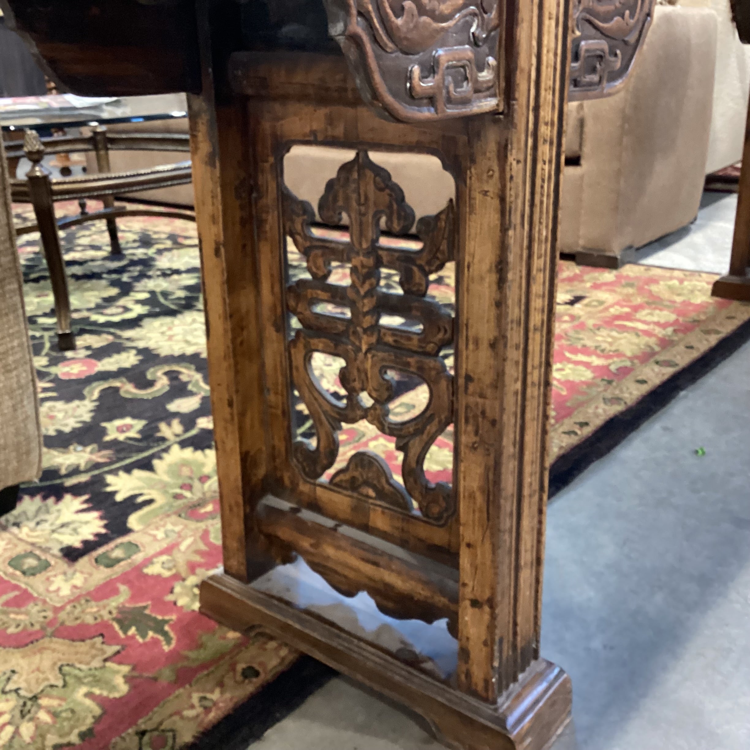 Antique Asian Ornate Carved Wood Console Sofa Table 106"x 16"x 40"