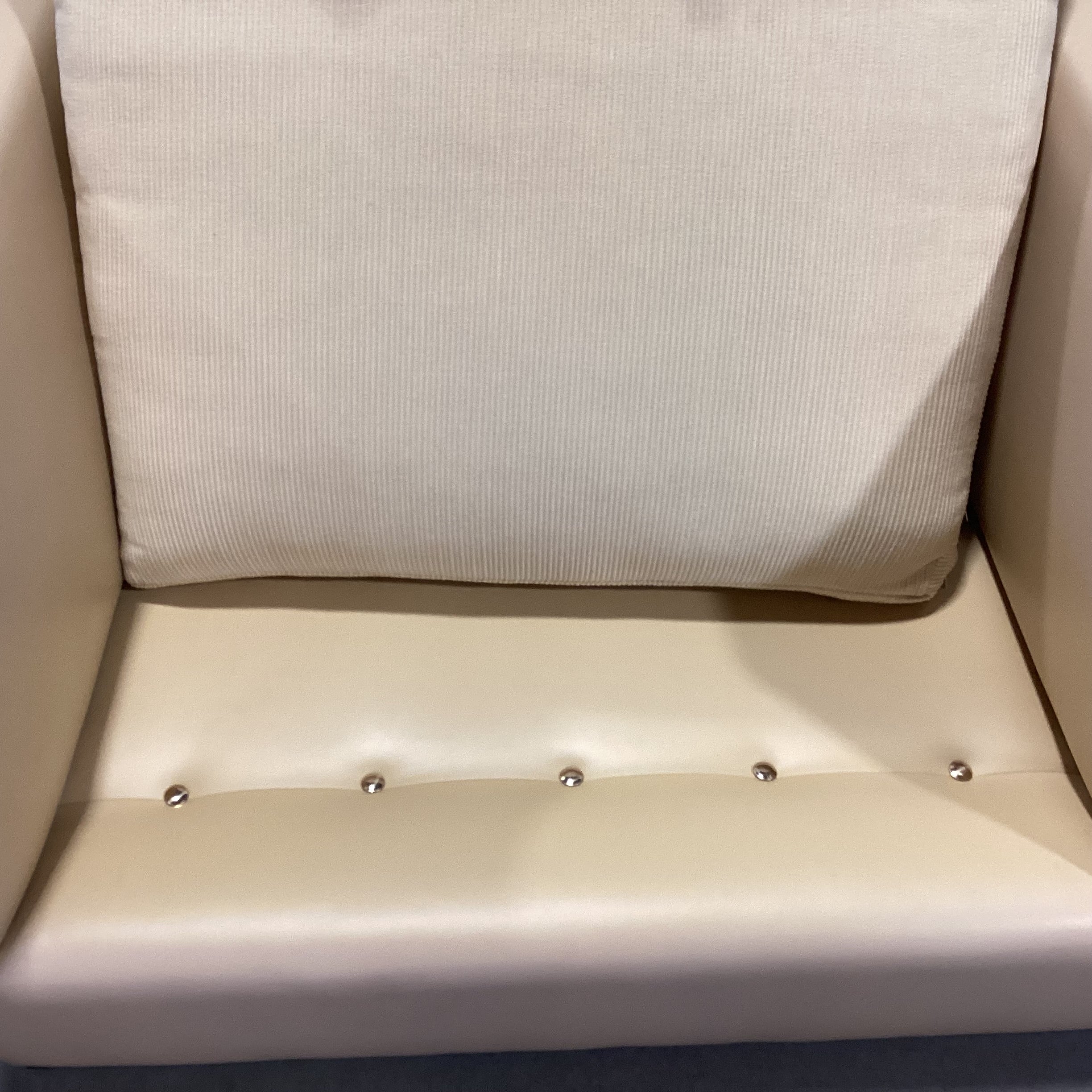 Gina B Custom Blonde Leather & Ribbed Upholstery Down Mix Chair 42"x 42"x 26"
