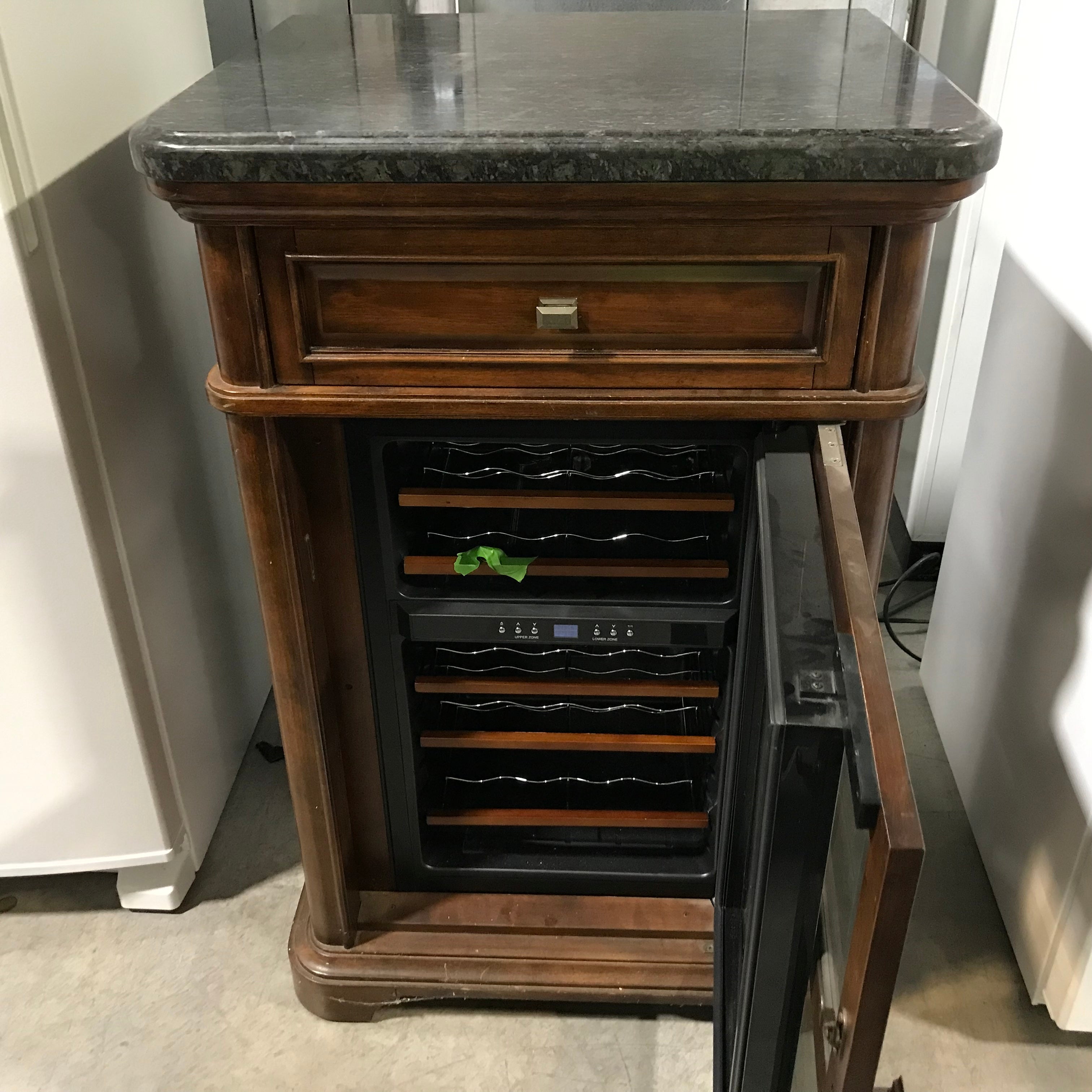 Classic Brown, Stone Top Wine Cabinet 29"x 24"x 45"