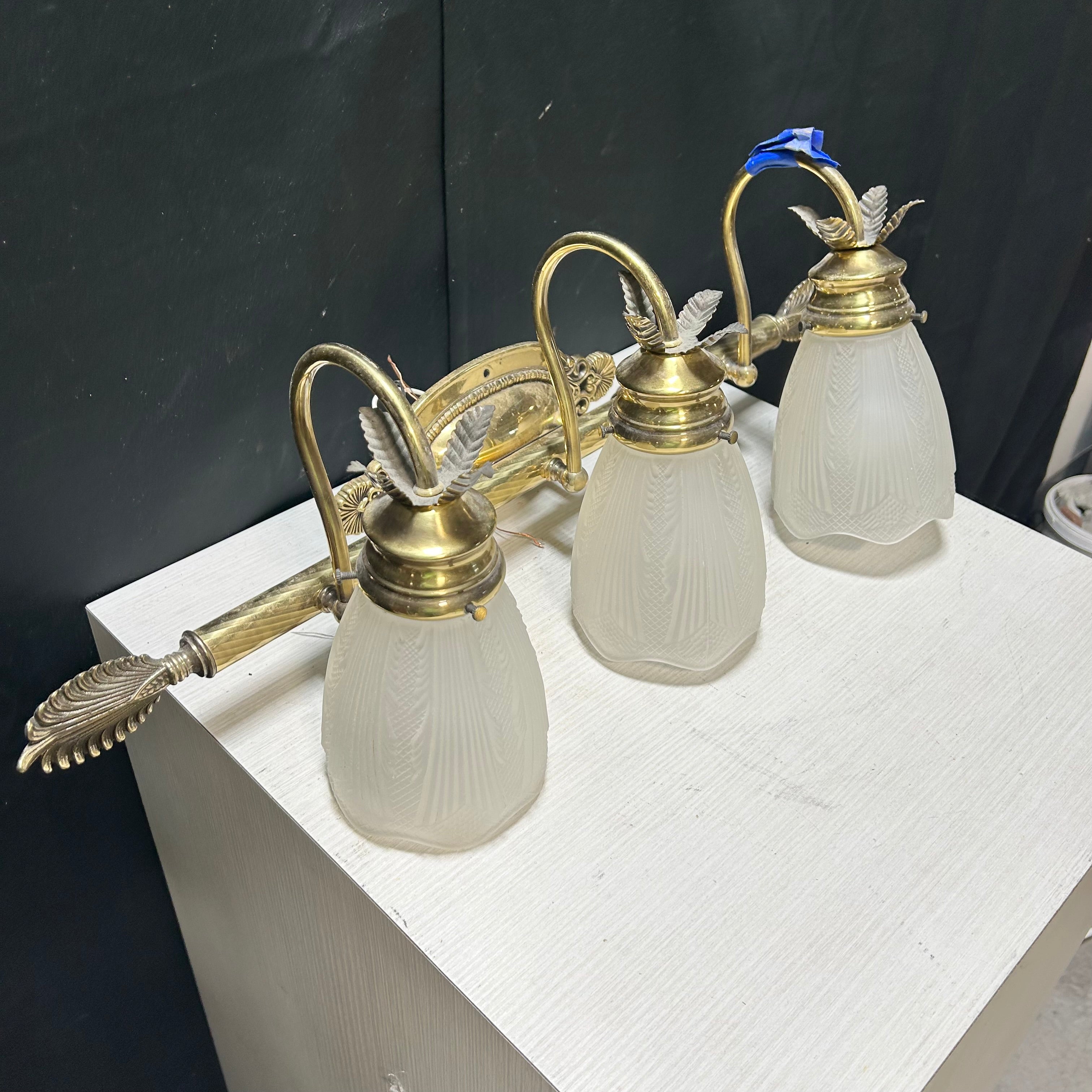 Vintage Victorian Brass Vanity Light 28"x 9"