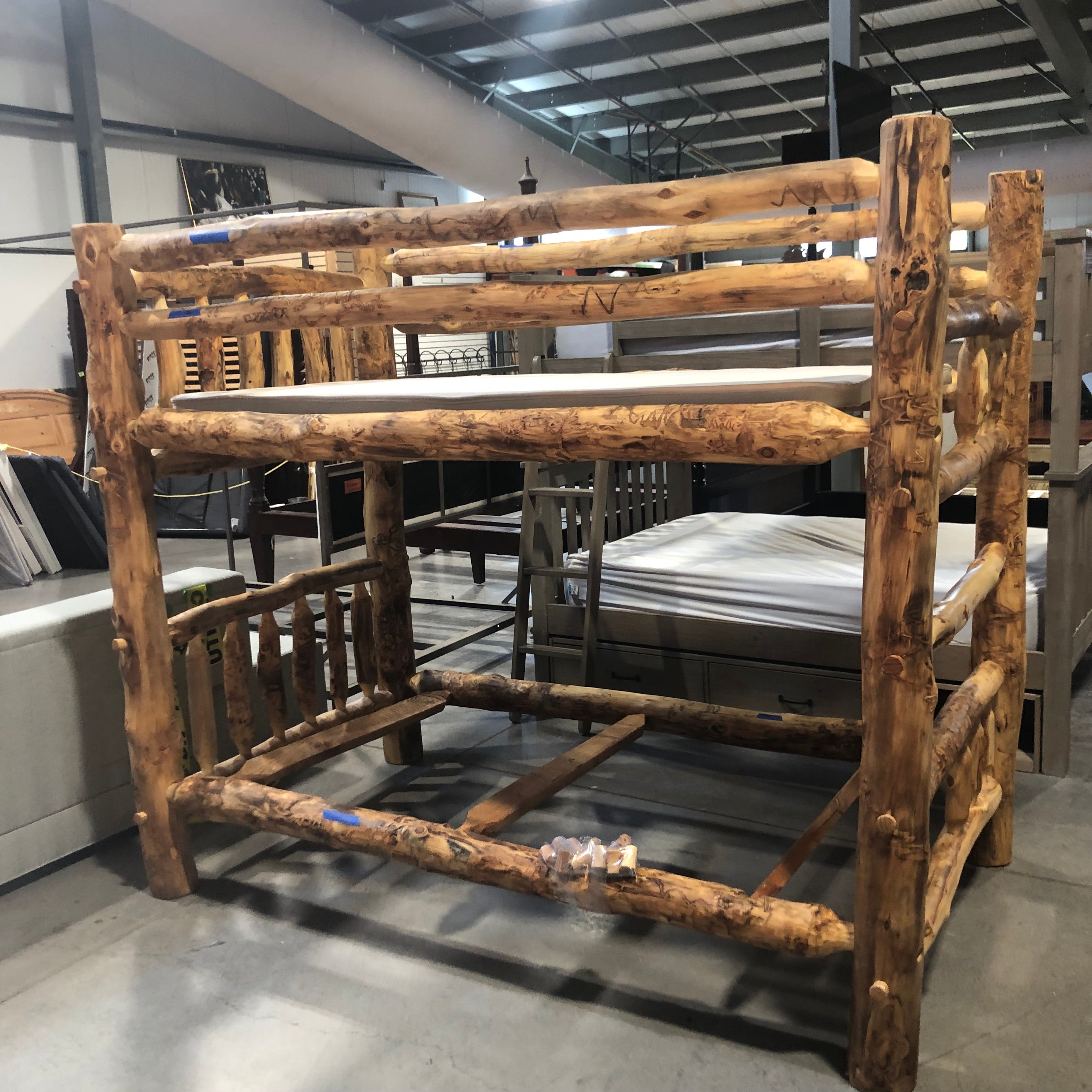 Twin Over Twin Natural Pine Bunk Bed Set 84"x 52"x 73.5"