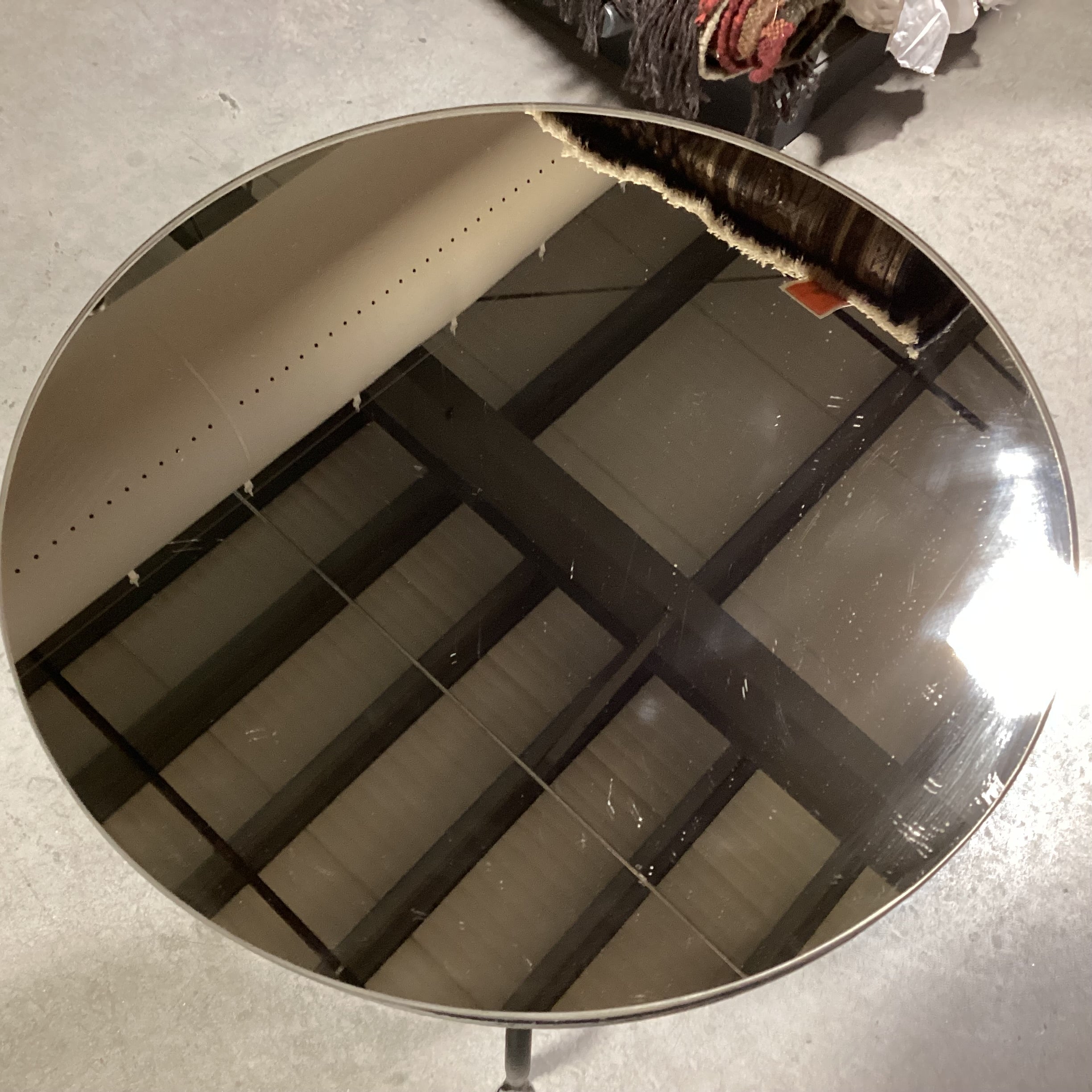 Round Mirror Top & Iron Accent Table 18" Diameter x 24.5"