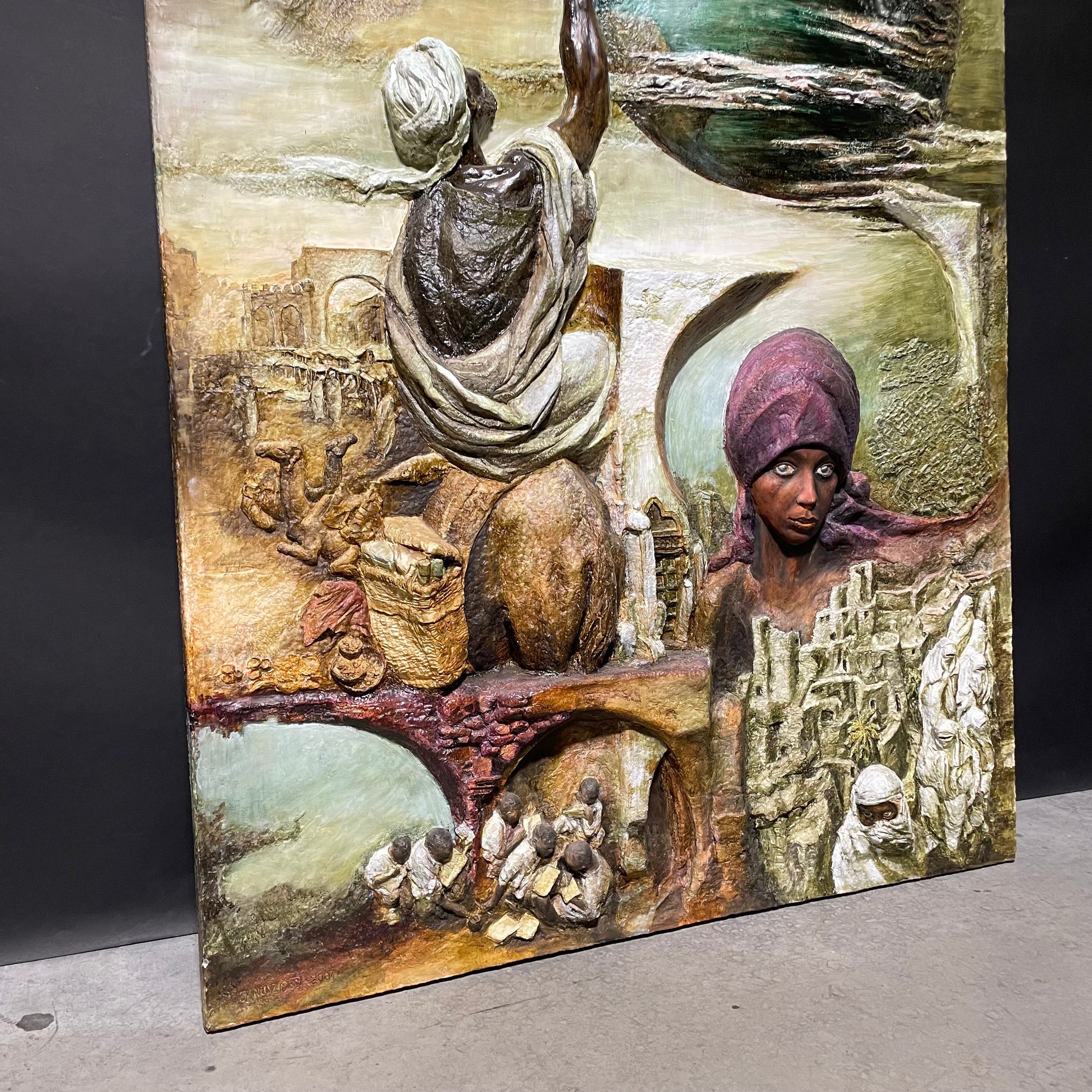 Janusz Obst Signed/ Dated "Another Planet"3D Bas Relief Original 46 1/2" x 66"