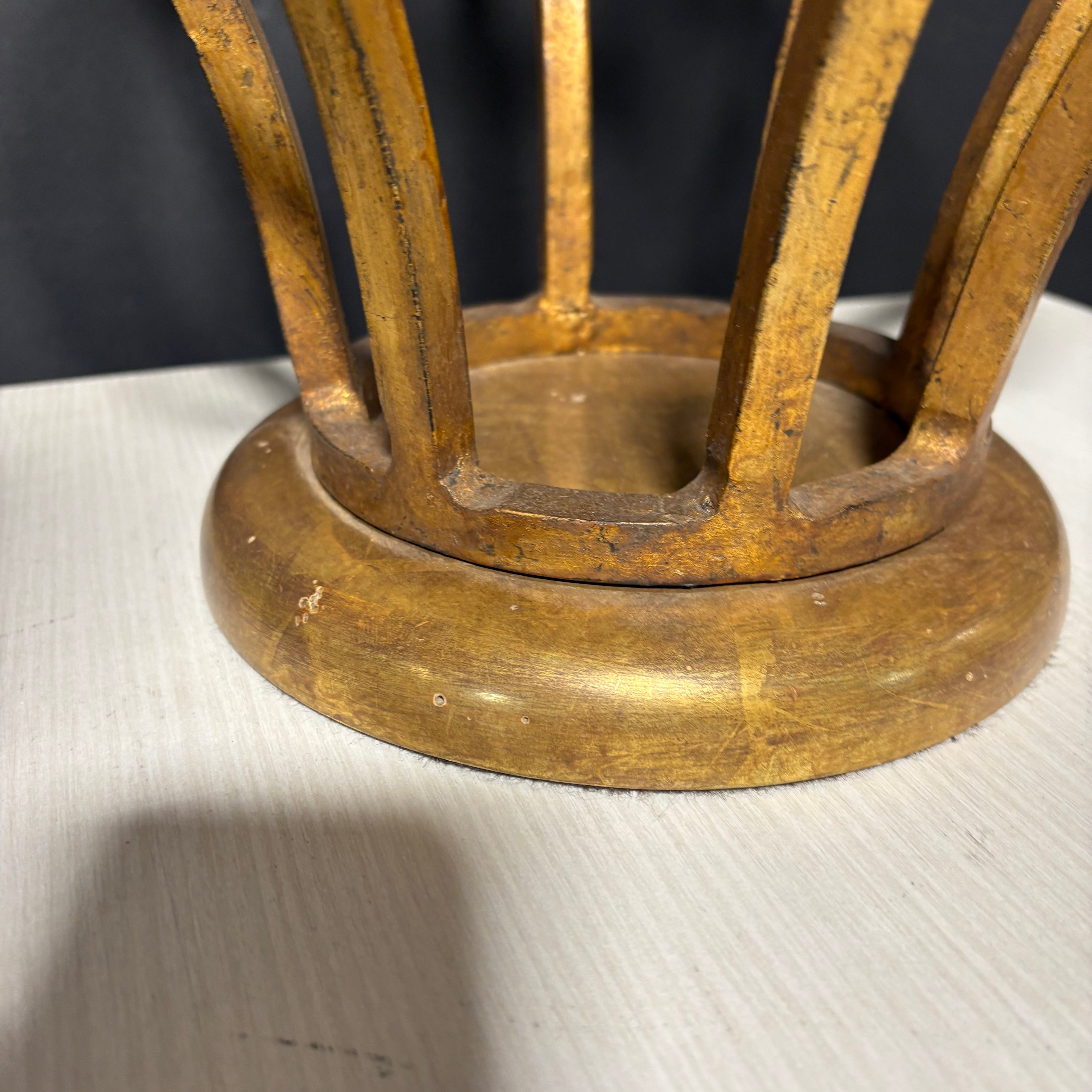 Jean Royere Style Gold Gild Iron Cage  Table Lamp
