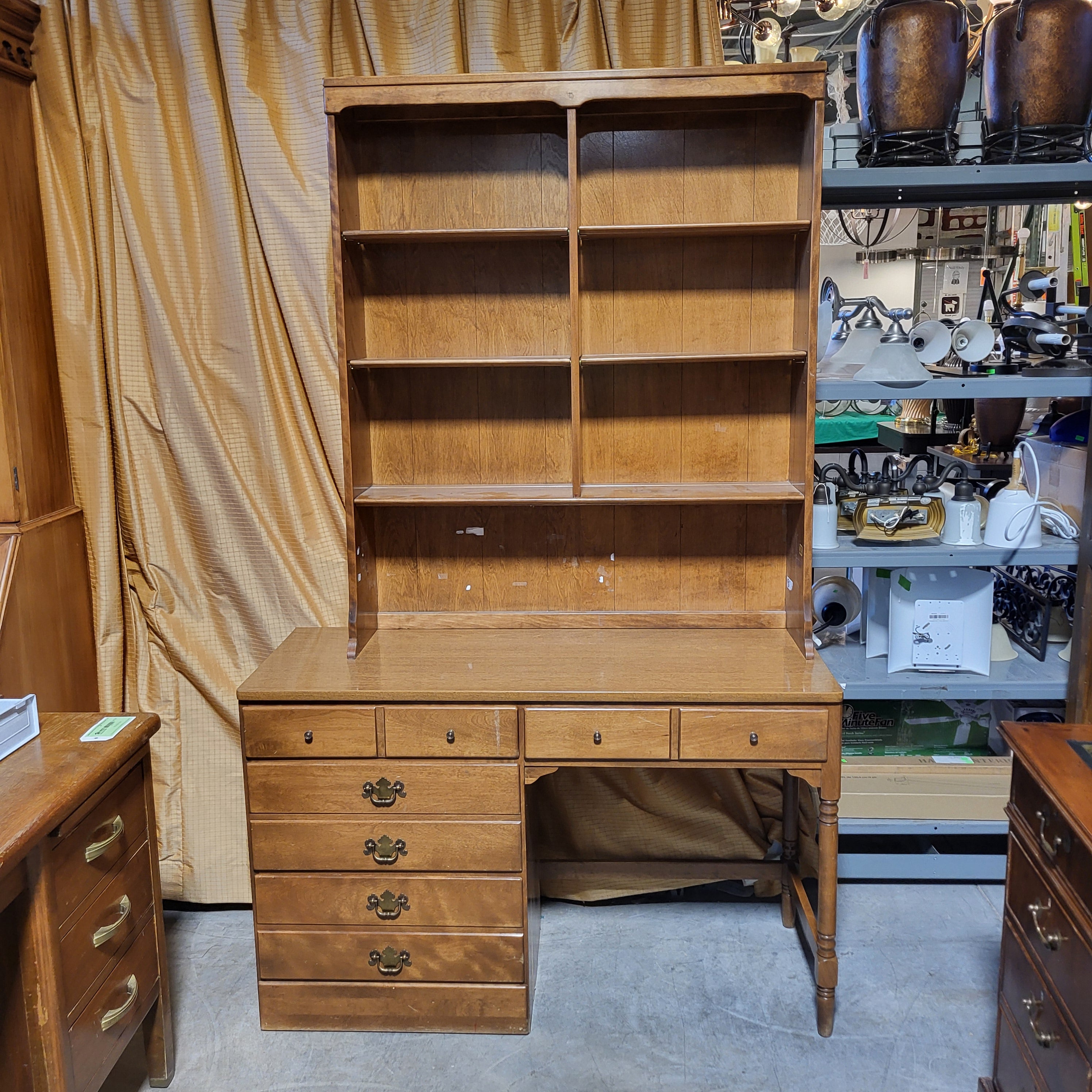 Vintage Ethan Allen 4 Drawer 2 Piece with Hutch Desk 48"x 18.5"x 78"