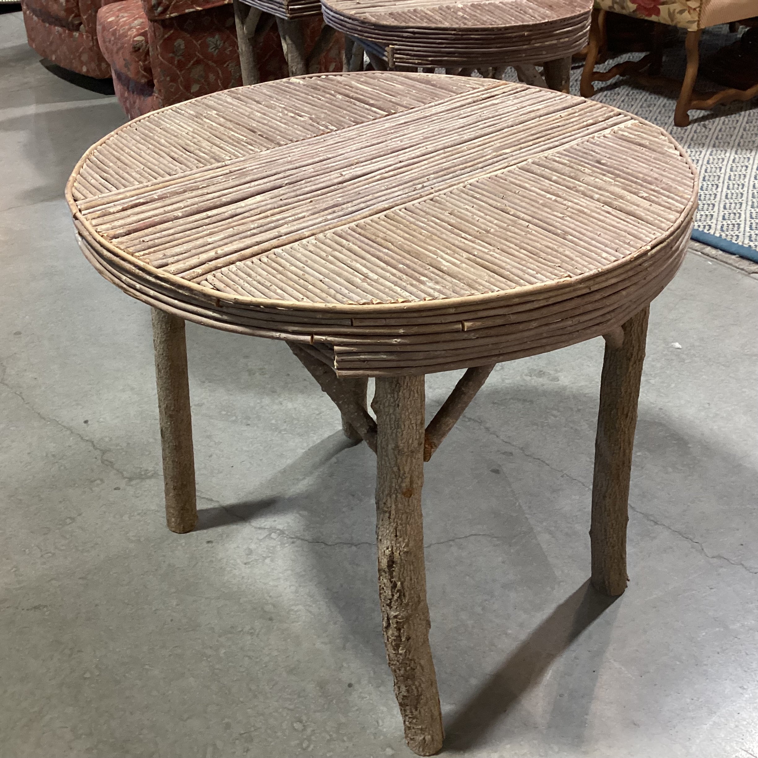 Round Log & Branch Rustic Accent Table