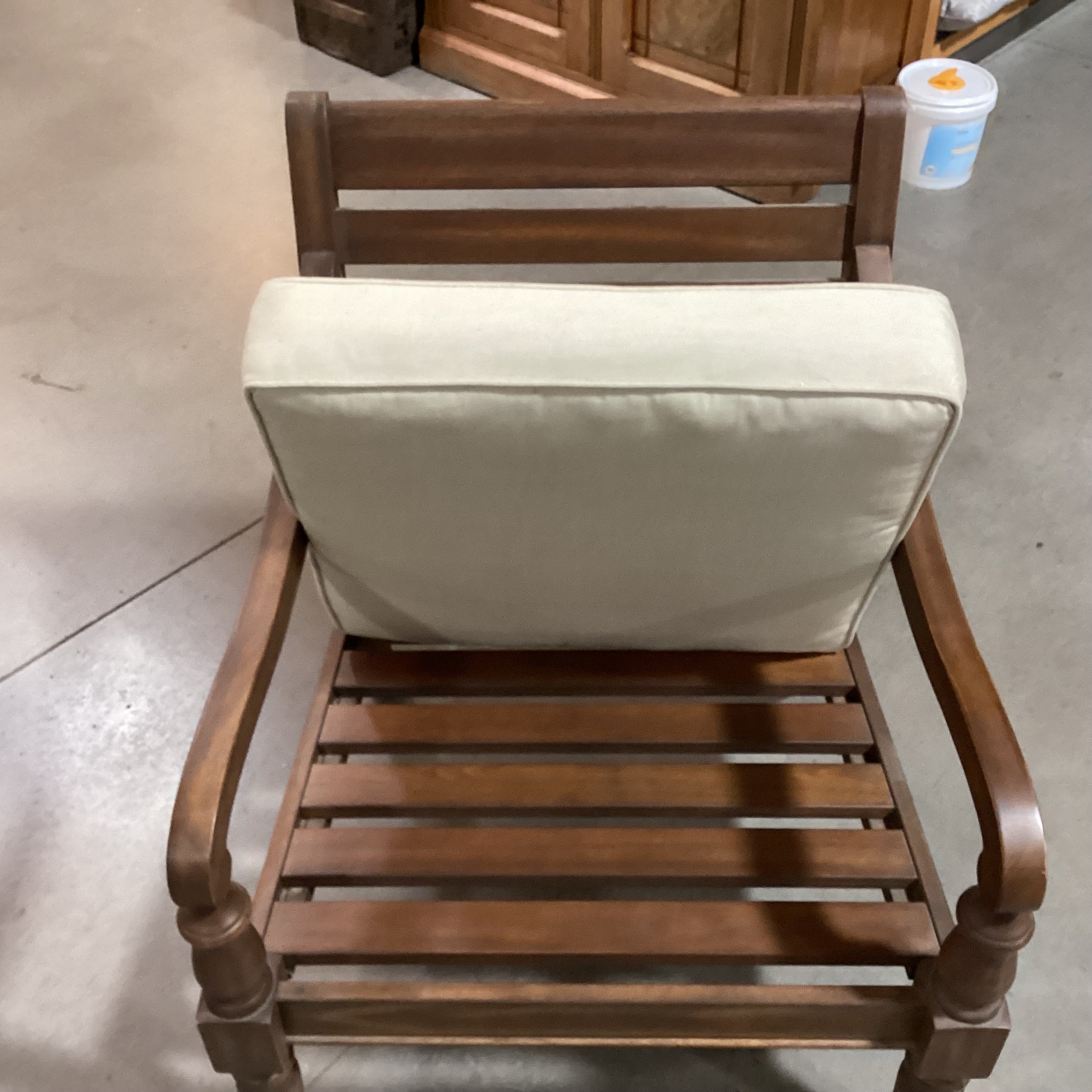 Outdoor Wood with Beige Cushions Patio Chair 28"x 30"x 34"