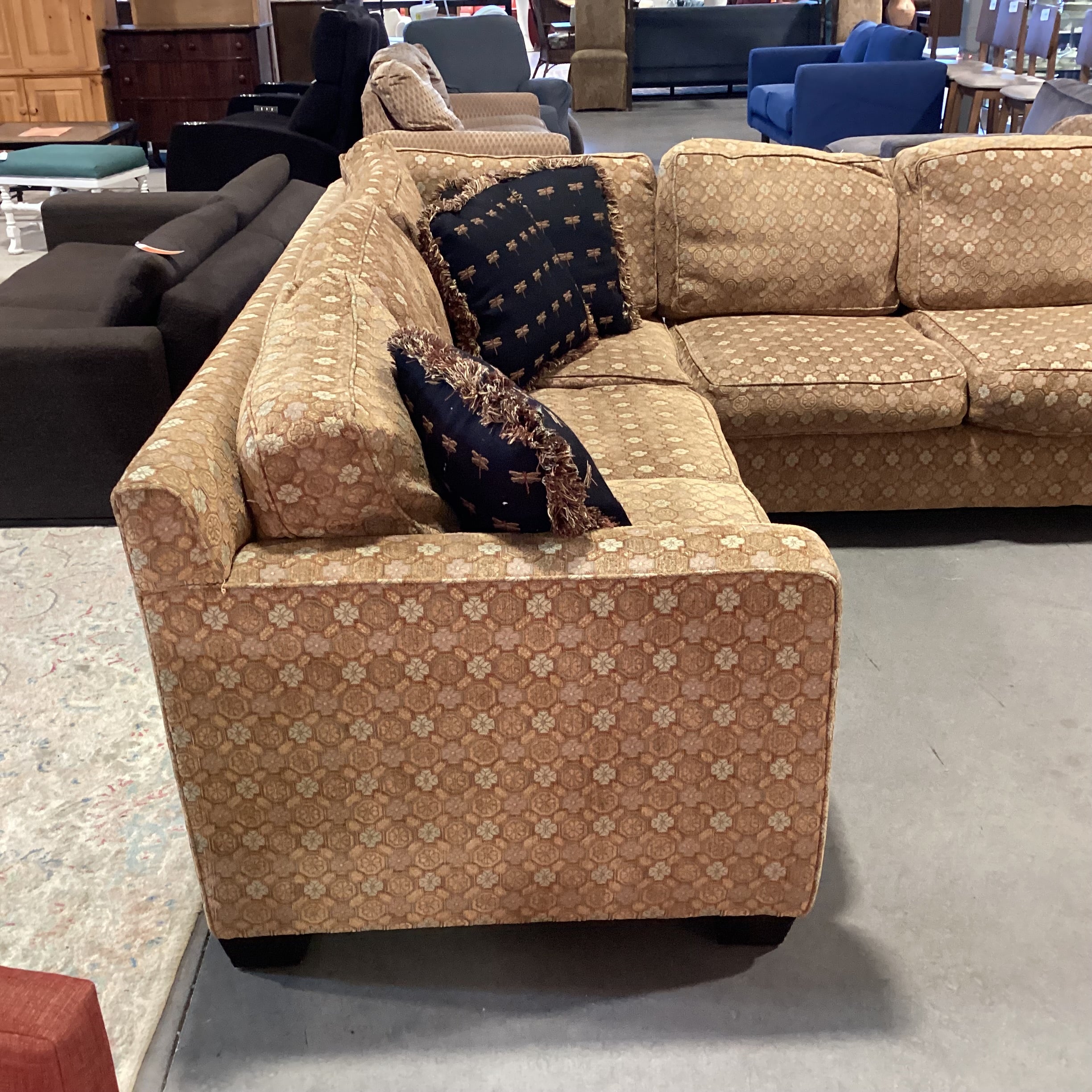 Cisco for Life Gold Multi Pattern 2 Piece Sectional 95"x 123"x 37"x 32"