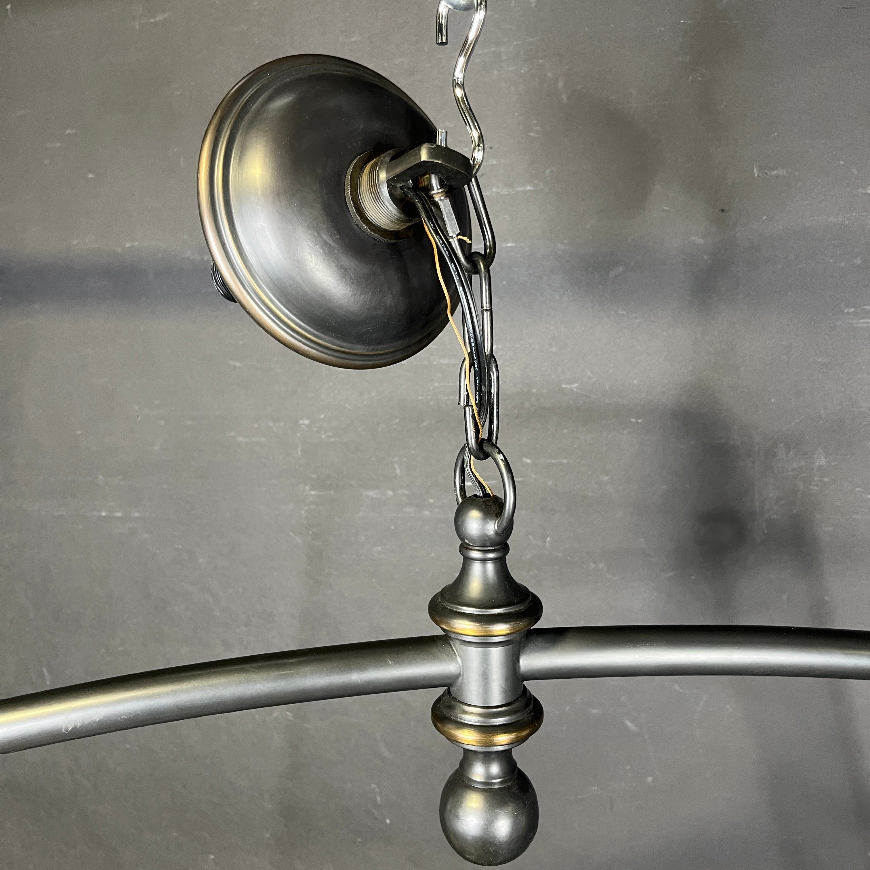 Gothic Style 5-Light Blackened Brass Finish Metal Linear Candelabra Chandelier 45”x 3.5”x 42”