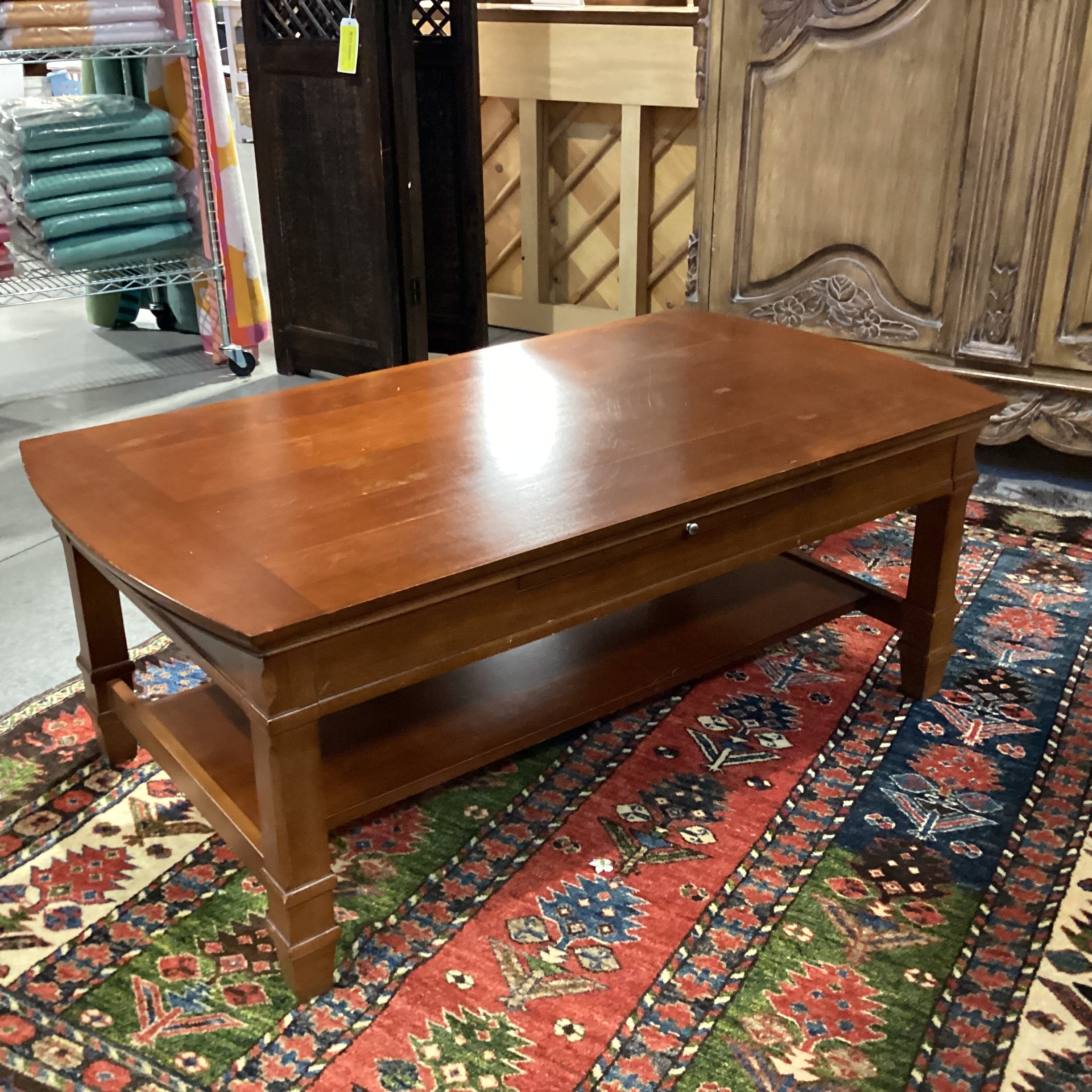 Finished Wood with 2 Pullouts & Bottom Shelf Coffee Table 50"x 27.5"x 19.5"