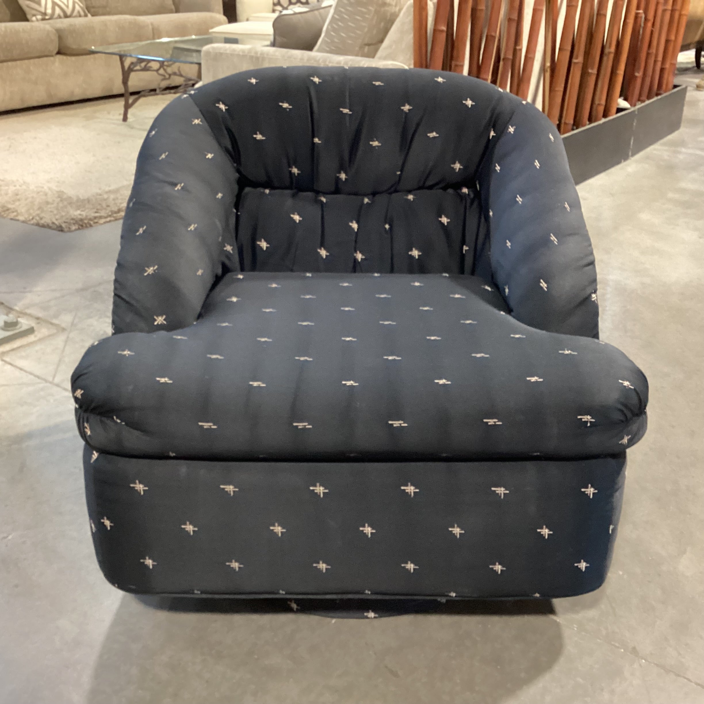 Black With Stitched Accent Pattern Swivel Chair 31"x 36"x 28"