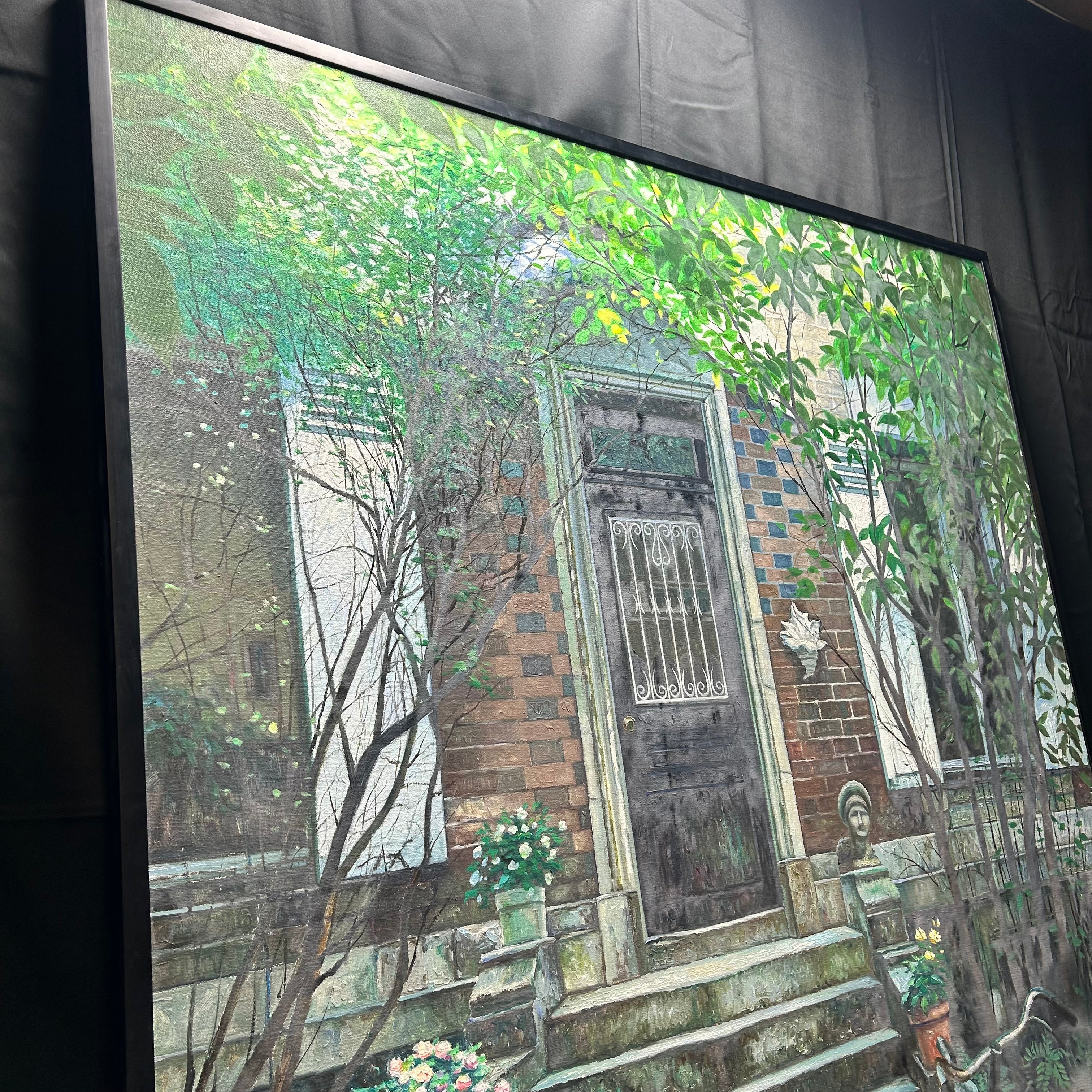 Hing Biu Original Oil On Canvas "Facade" 53"x 64.5"