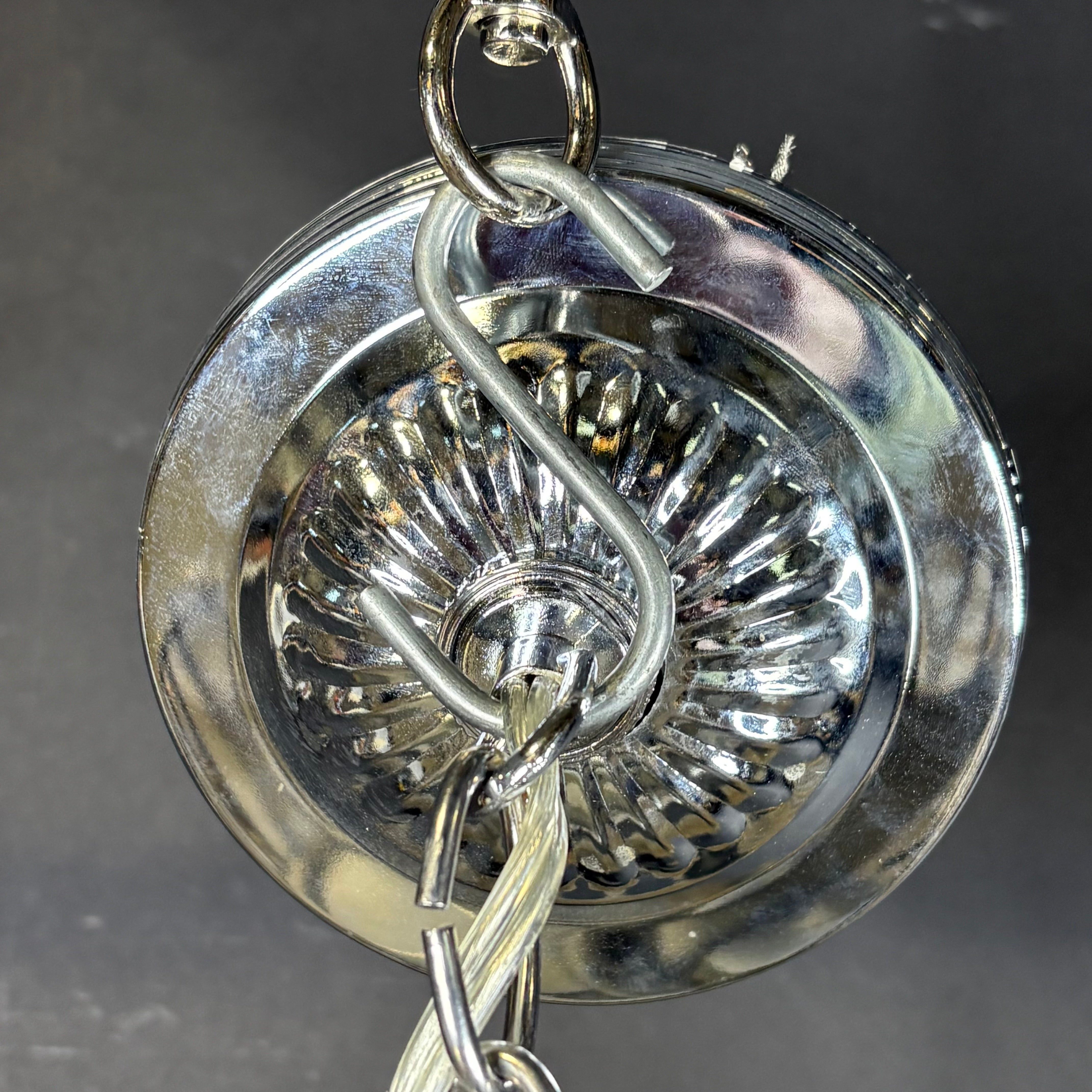 Worlds Away 3-Light Chrome and Antiqued Glass Chandelier 17” Diameter x 21.5”