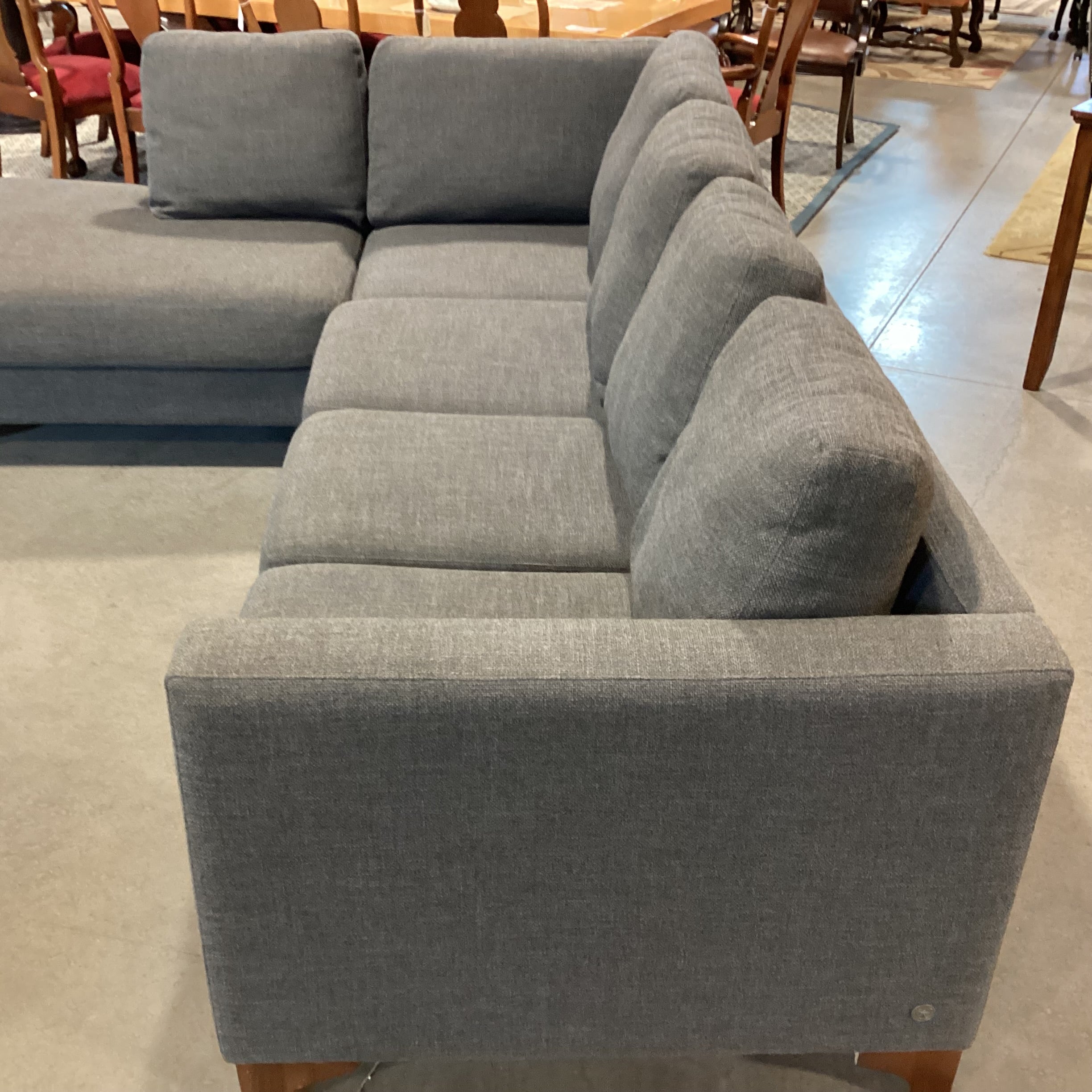 American Leather Furniture Grey Woven 2 Piece Sectional Sofa 107"x 81"x 37"x 28"