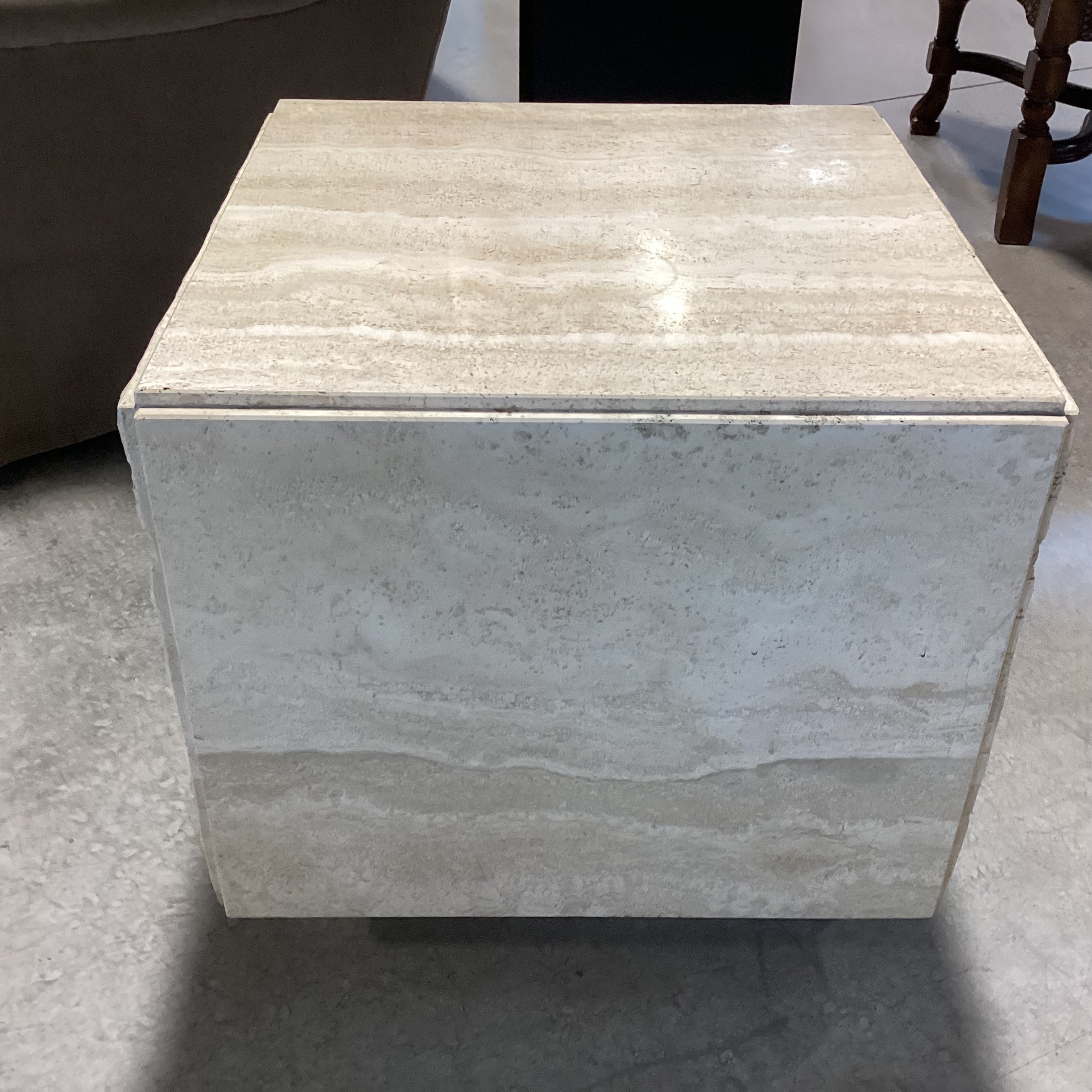 Travertine Rough Stacked & Polished Cube End Table 22"x 22"x 20"