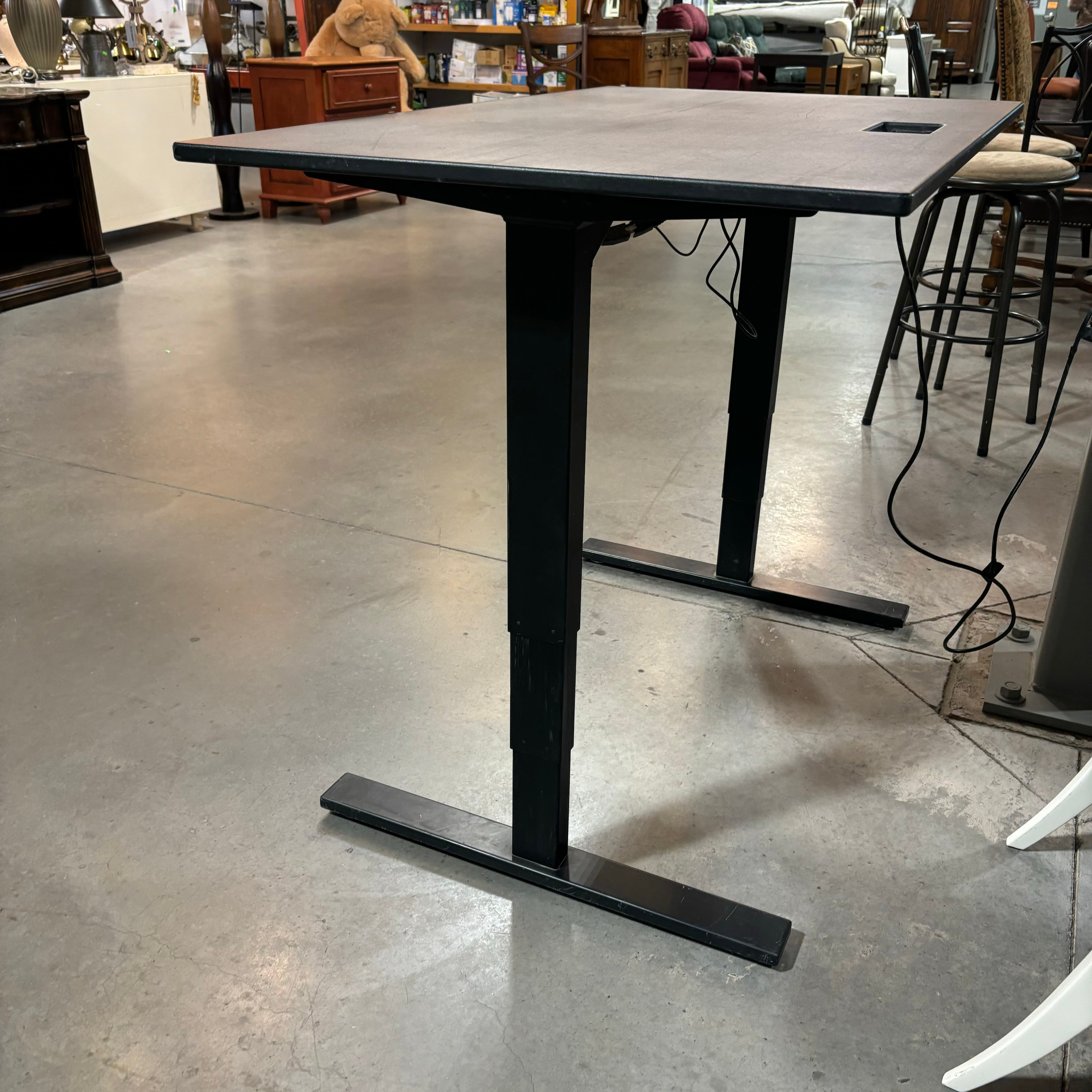 Evodesk Black Coated Wood & Steel Base Adjustable Height Sit to Stand Desk 48"x 30"x 24.5" to 50"