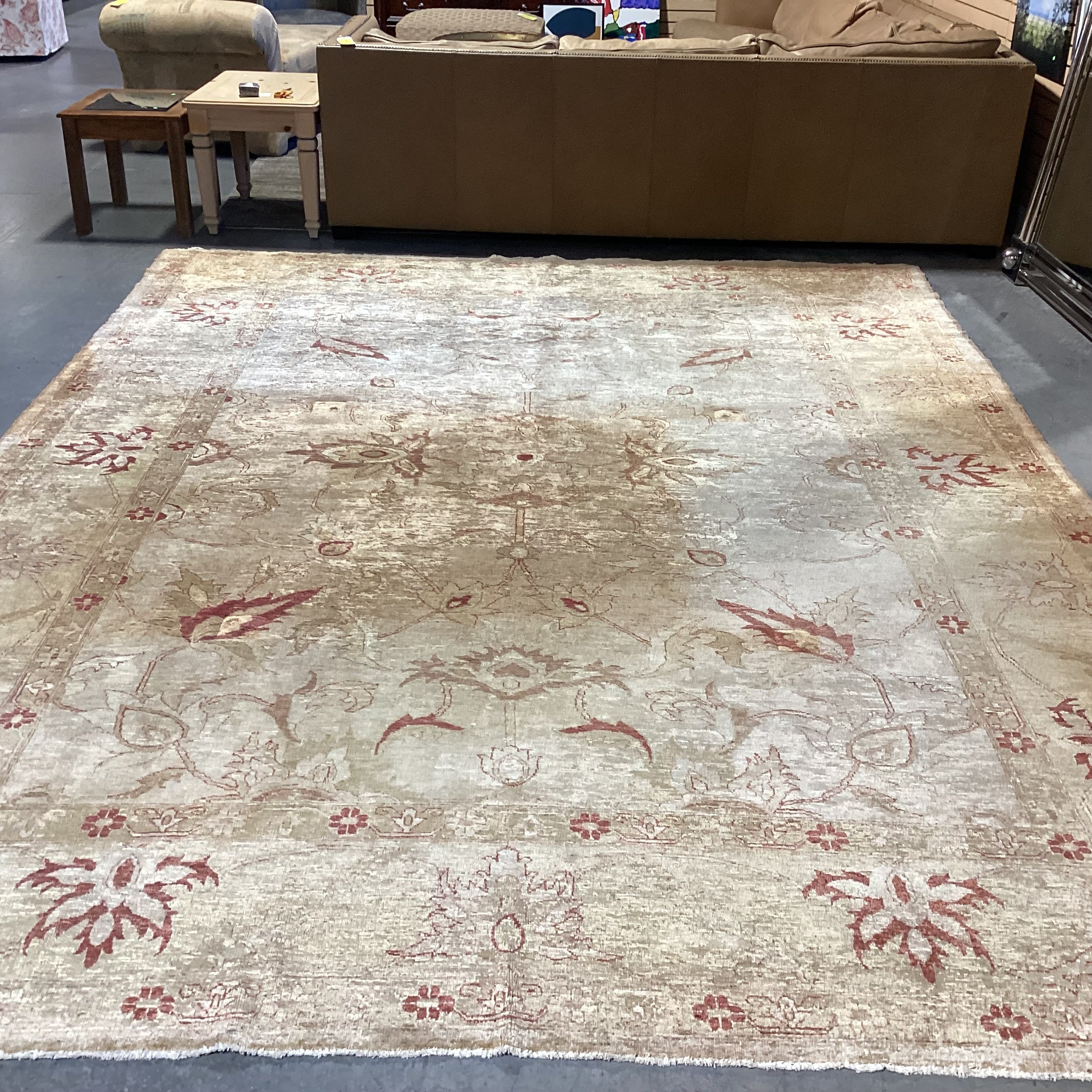 Gold Tan Rust Hand Woven Silky Tufted Wool Rug 10'1"x 13'4"
