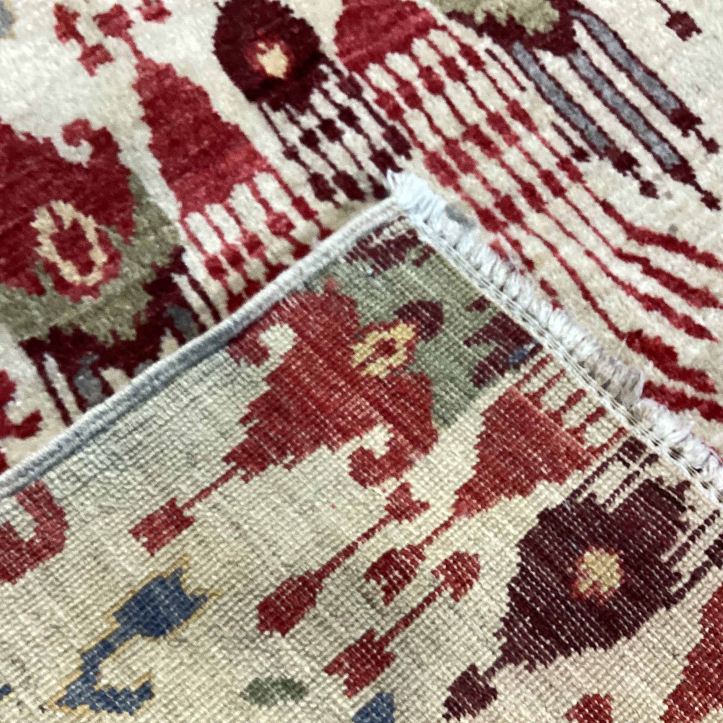 Isberian Gold & Red Ikat Design Hand Woven Wool Rug 9'10"x 13'8"