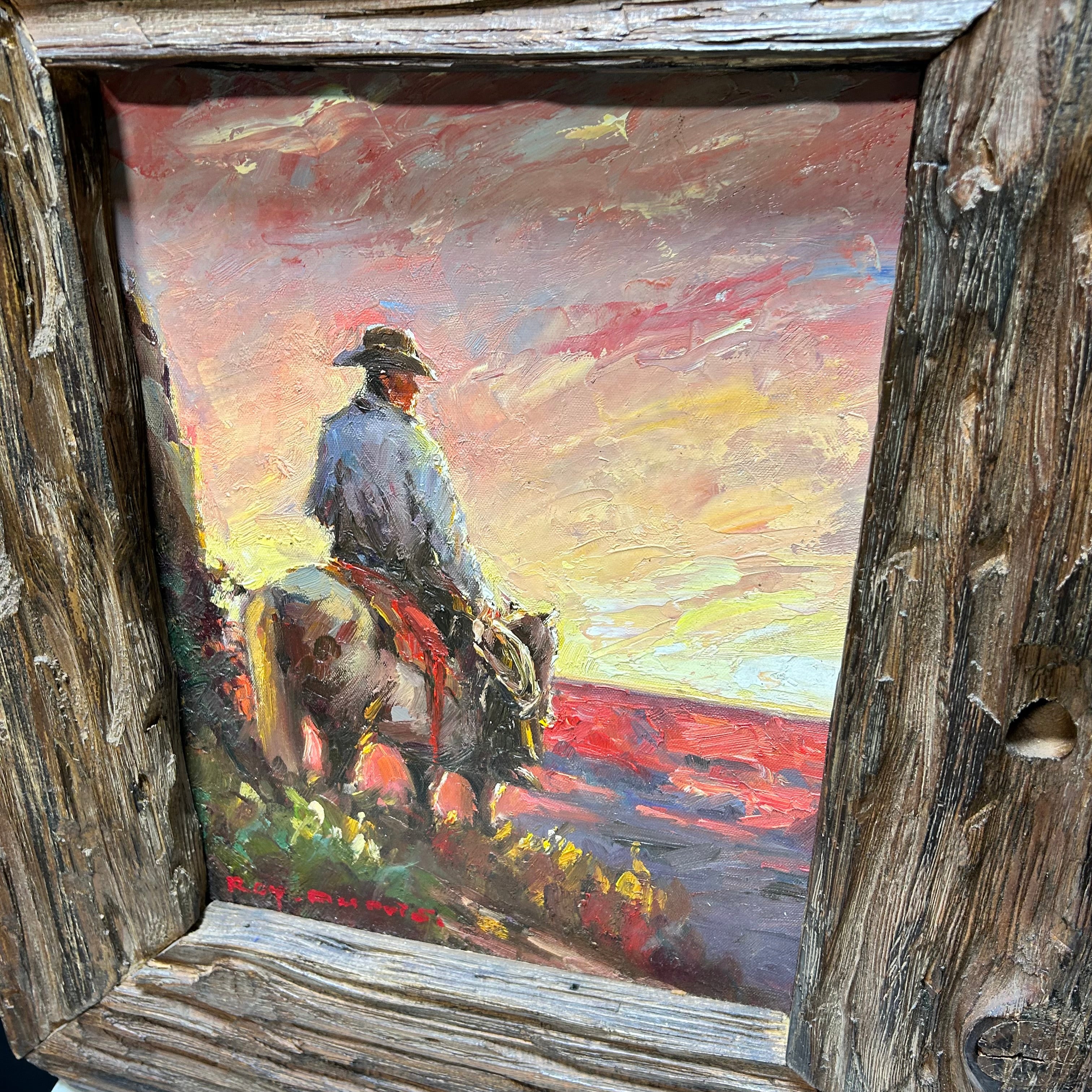Roy Dupuis "Cowboy At Sunset" From Royal Street Fine Art 21.5x 25"