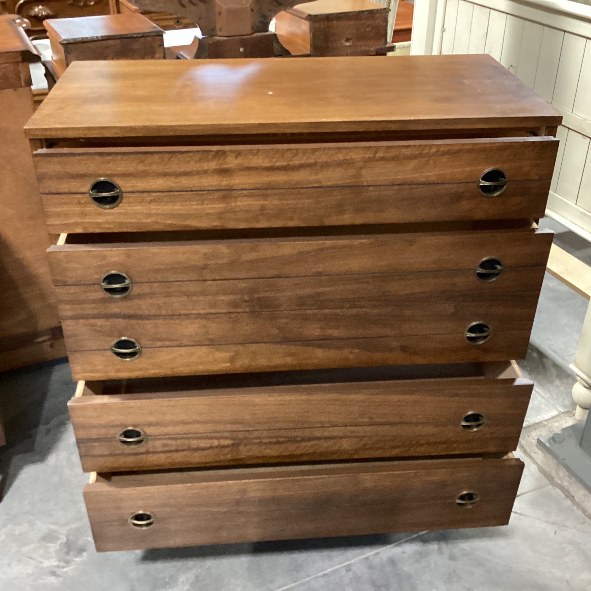 Mid Century Walnut 4 Drawer Chest 38"x 18"x 43.5"