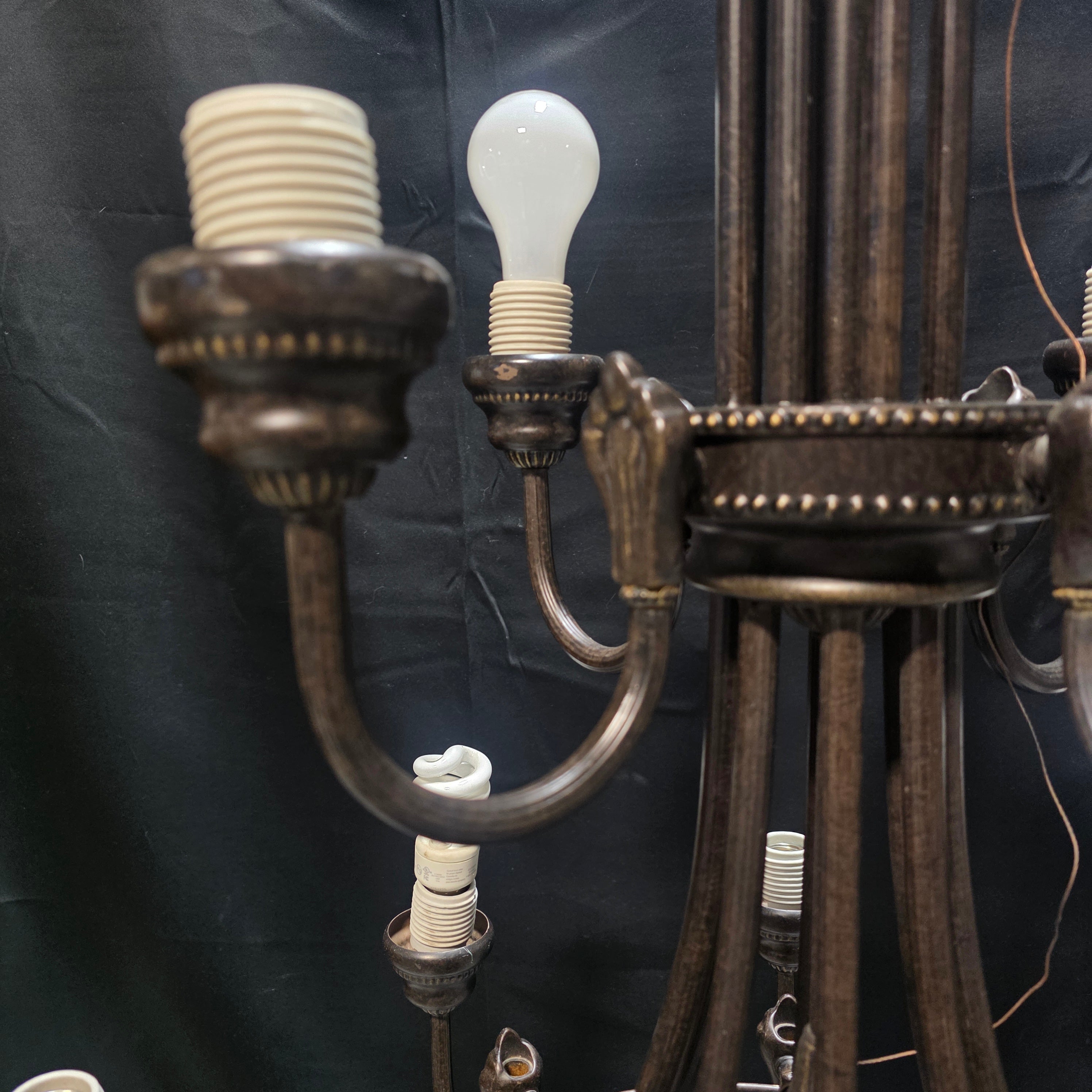 12 Light Fluted Romanesque Chandelier 28"Dx42"