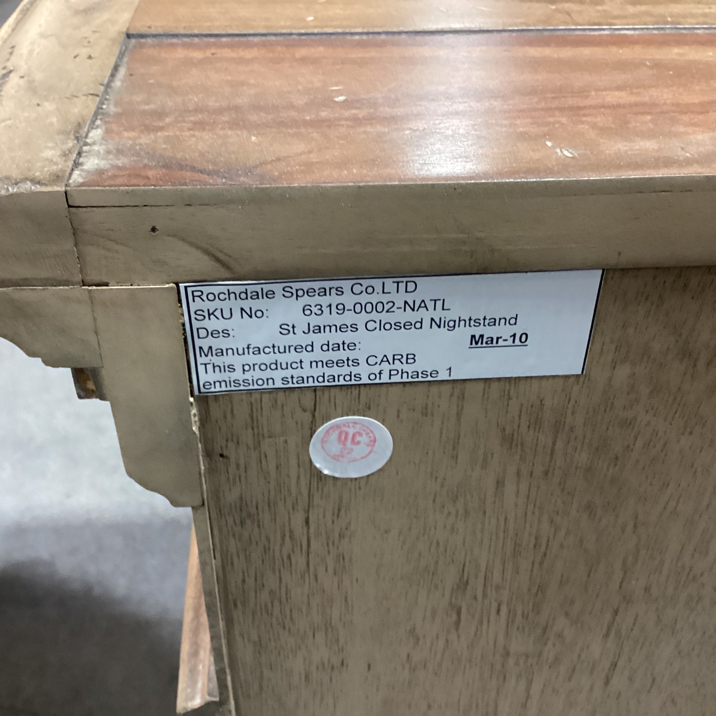 Restoration Hardware St James Natural Distressed Carved Wood 3 Drawer Night Stand 32"x 19.5"x 30"