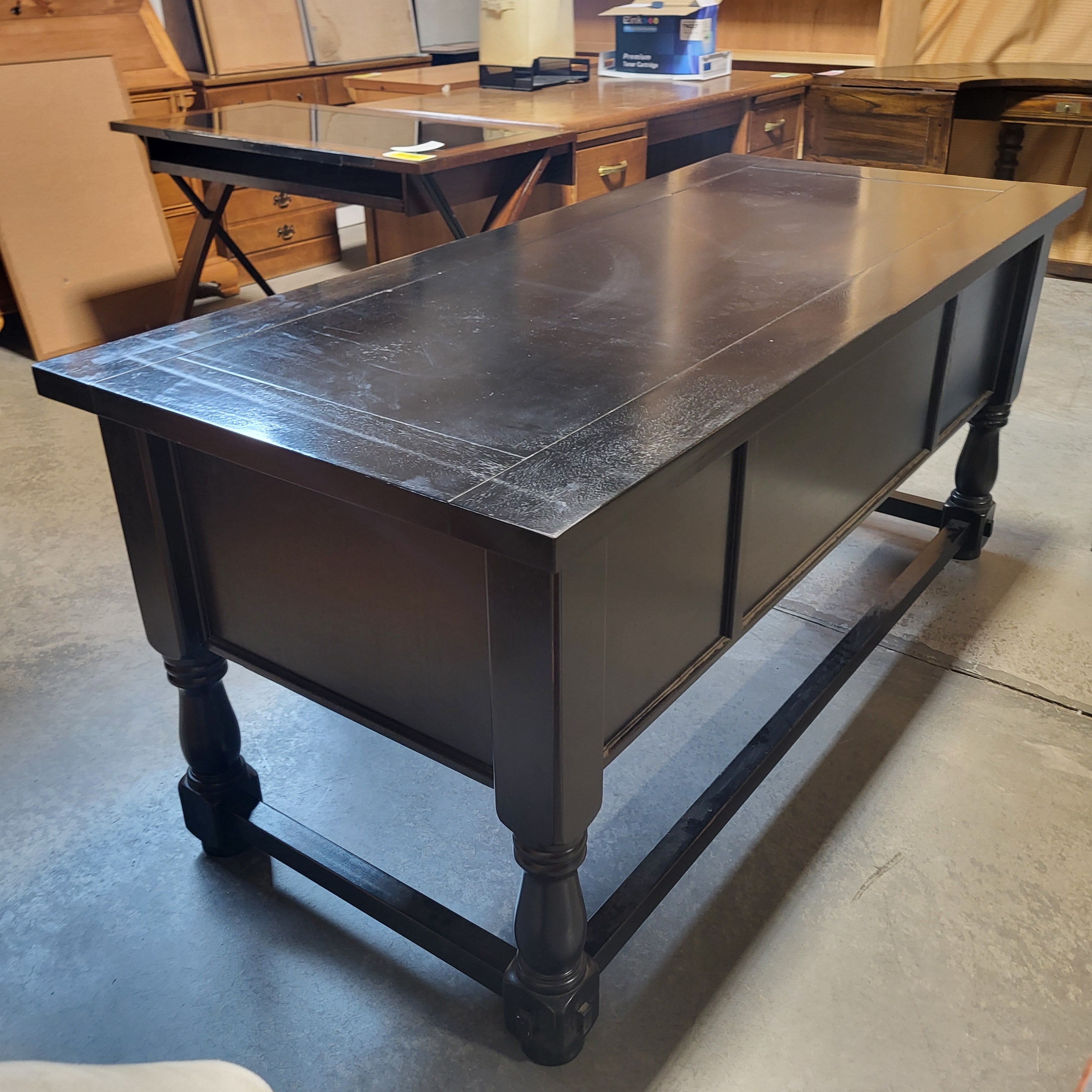 Black 4 Drawer Desk 68"x 30"x 30.5"