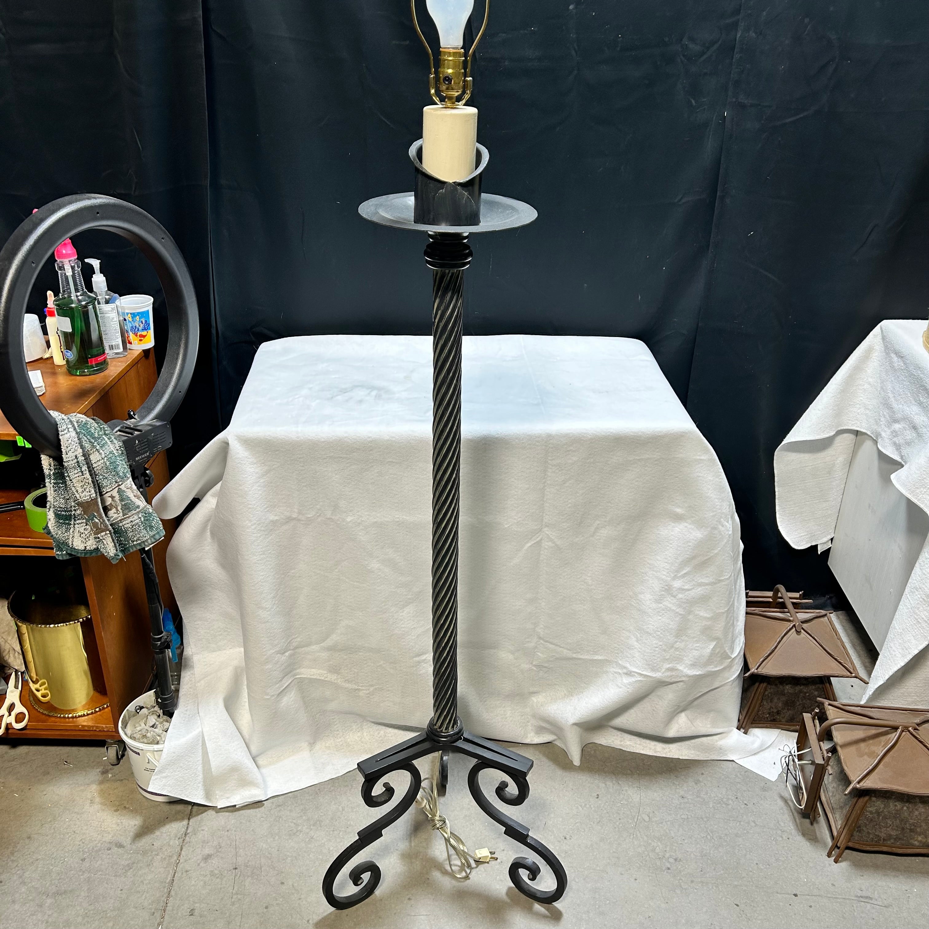 Vintage Heavy Candle Style Wrought Iron Floor Lamp 18"x 69"