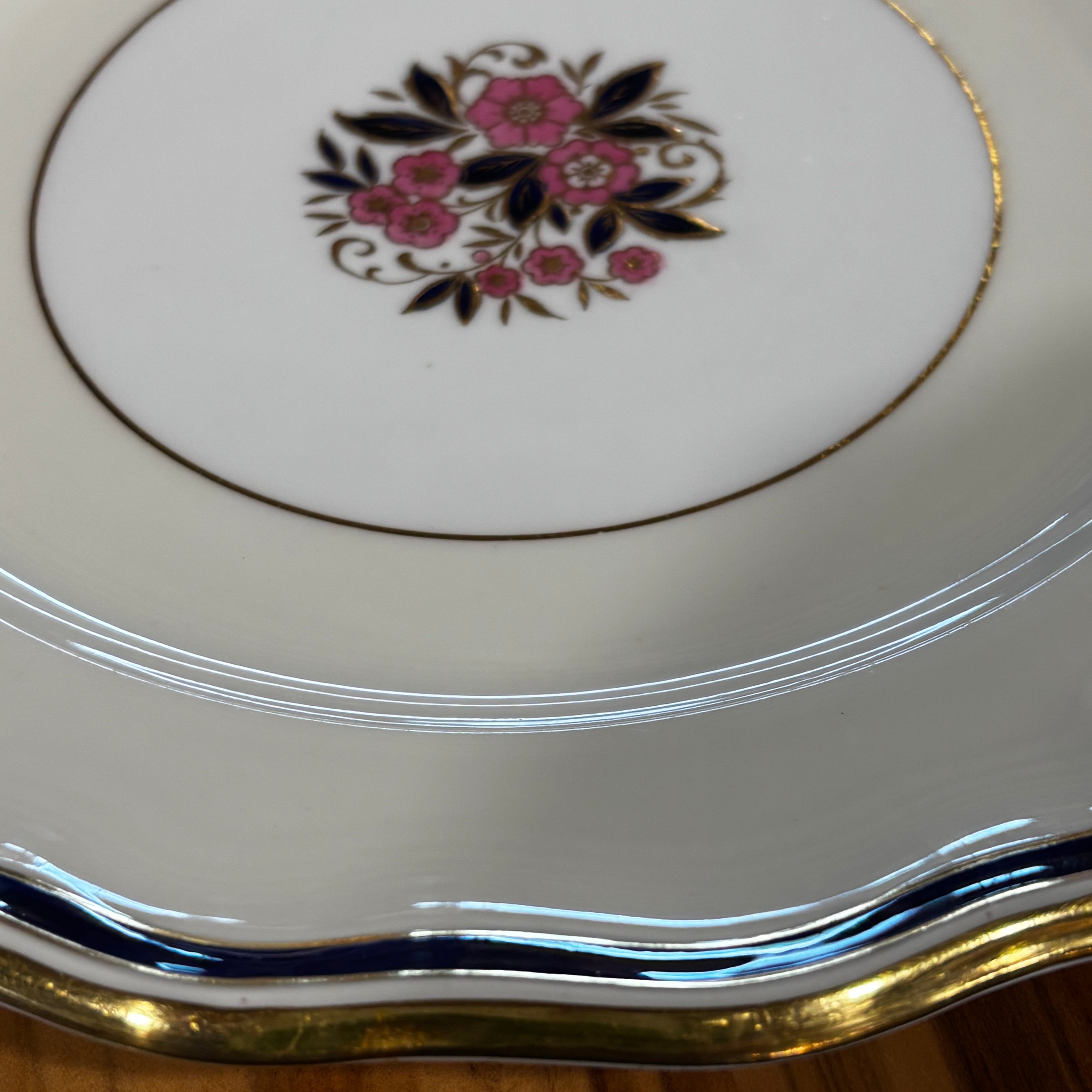 Antique Set of 18 Made For Tiffany's Minton Cobalt Blue, Gold Encrusted Rim  #4345 Bone China  Dinner Plates, 10.5" Each