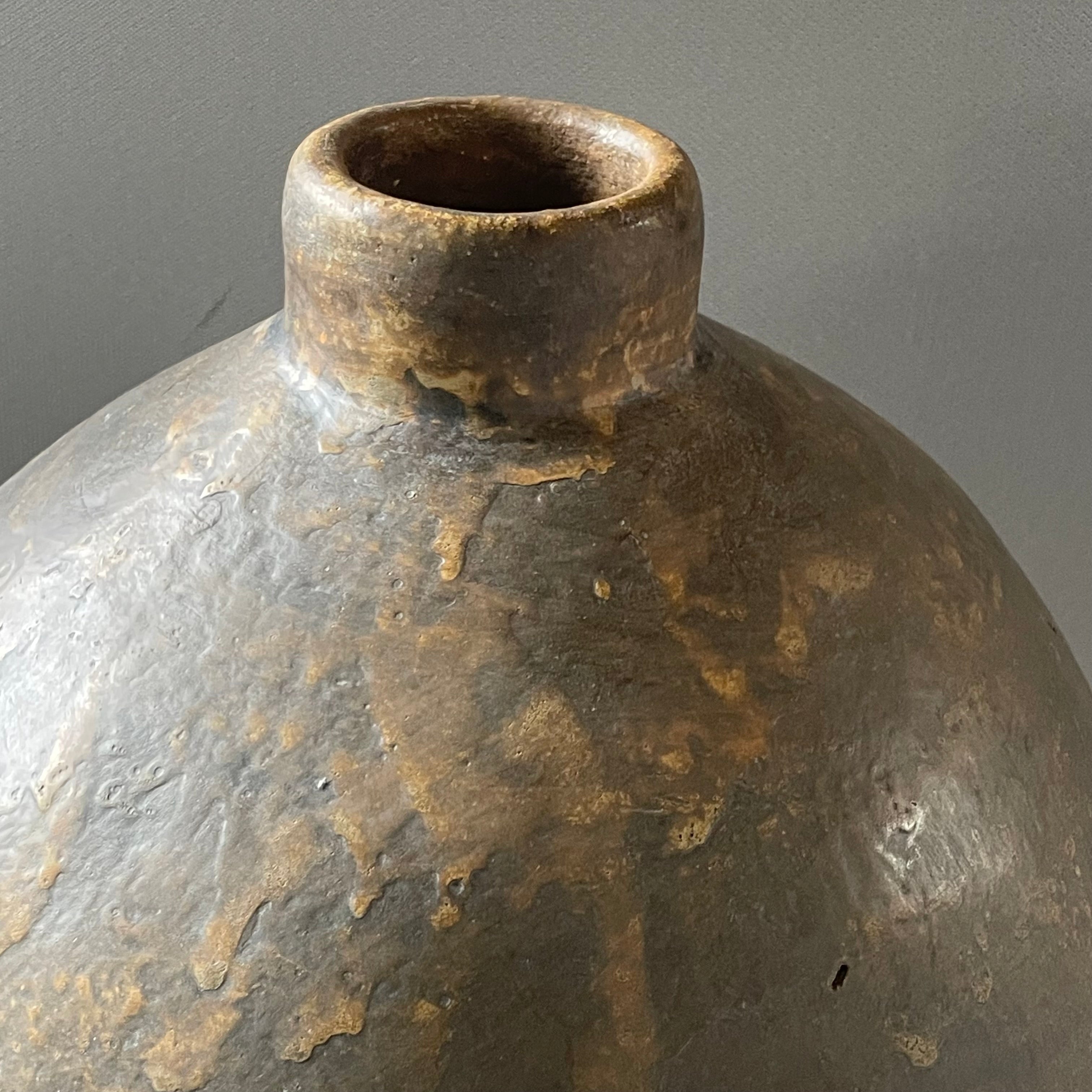 Vintage Asian Terracotta Stoneware Rice Wine Jar, 12"x 21"