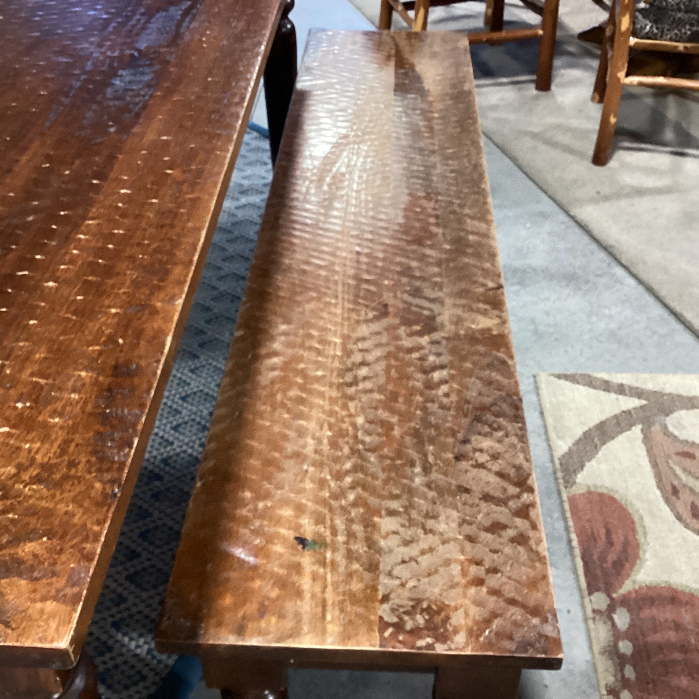 Divet Textured Distressed Solid Wood Table with 2 Benches Dining Set 82"x 38"x 30"
