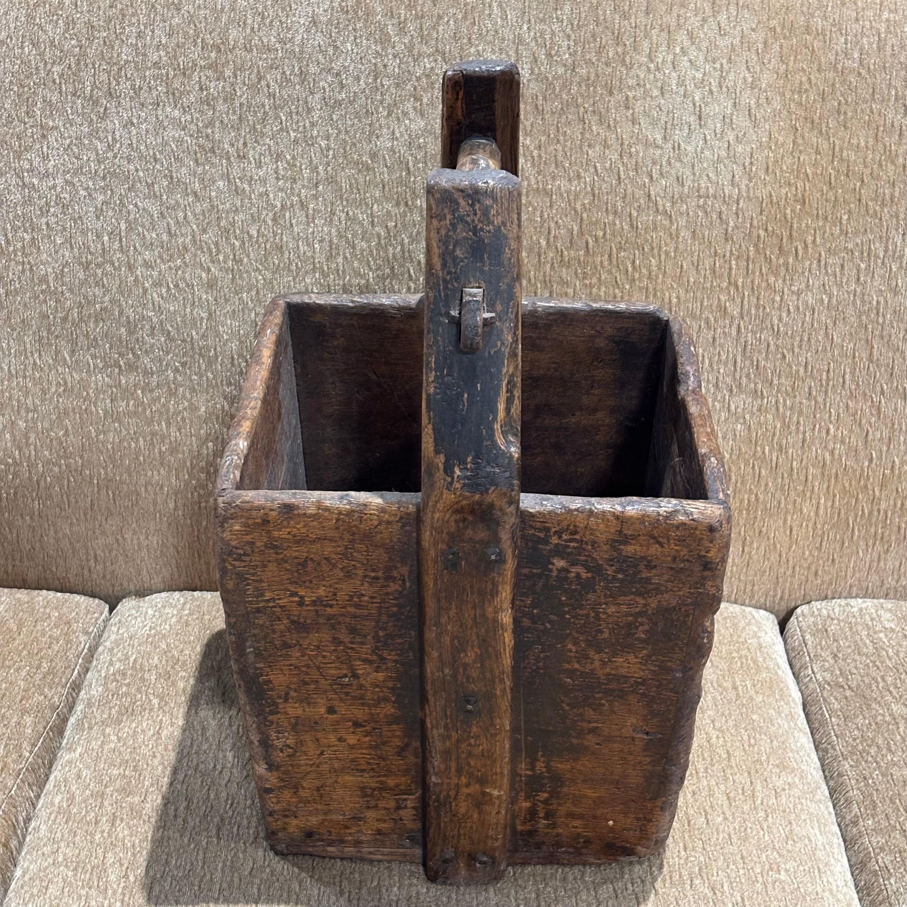 Antique Chinese Rice Bucket, 15" x 13" x 20"