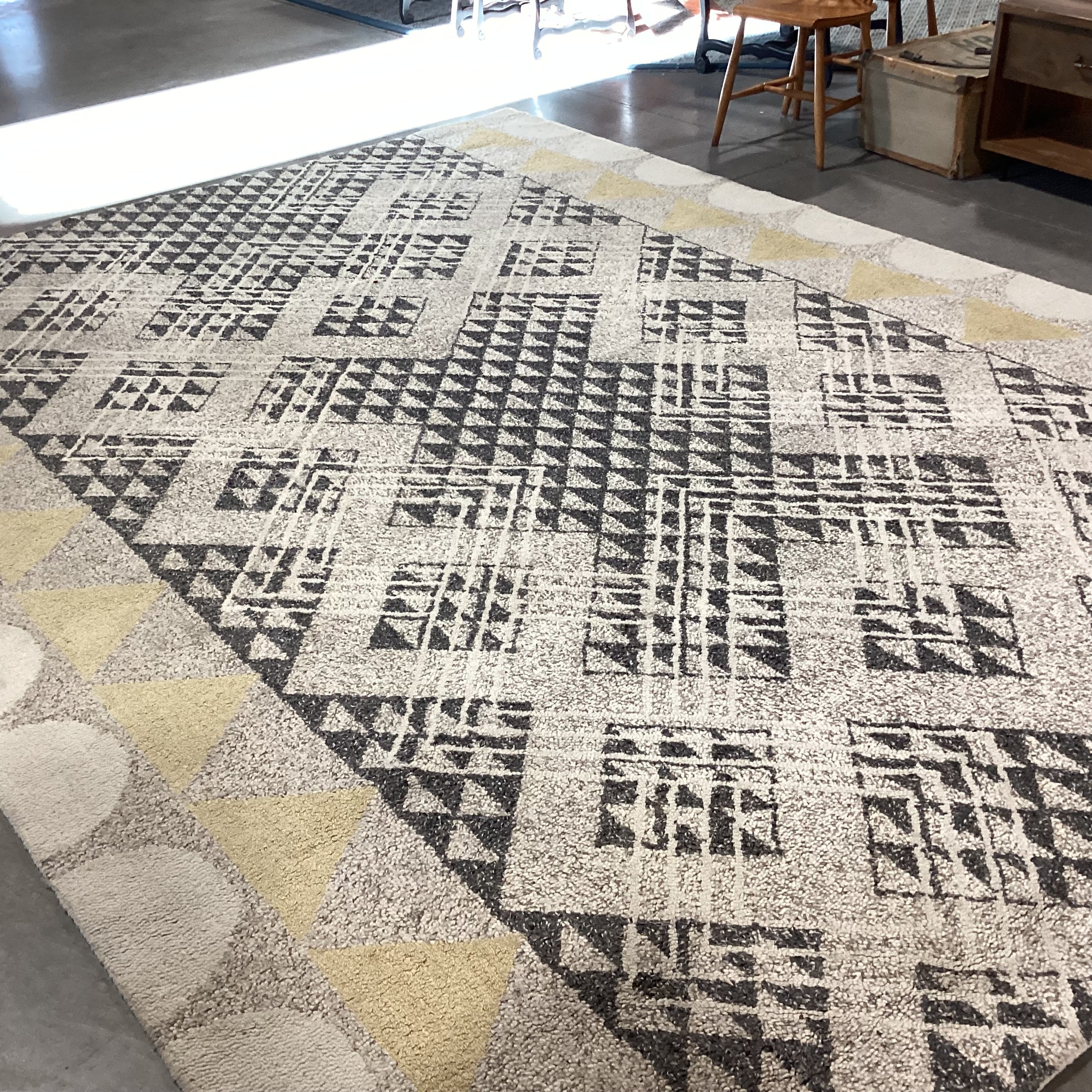 Cream Grey Light Yellow Wool Rug 8'10"x 12'