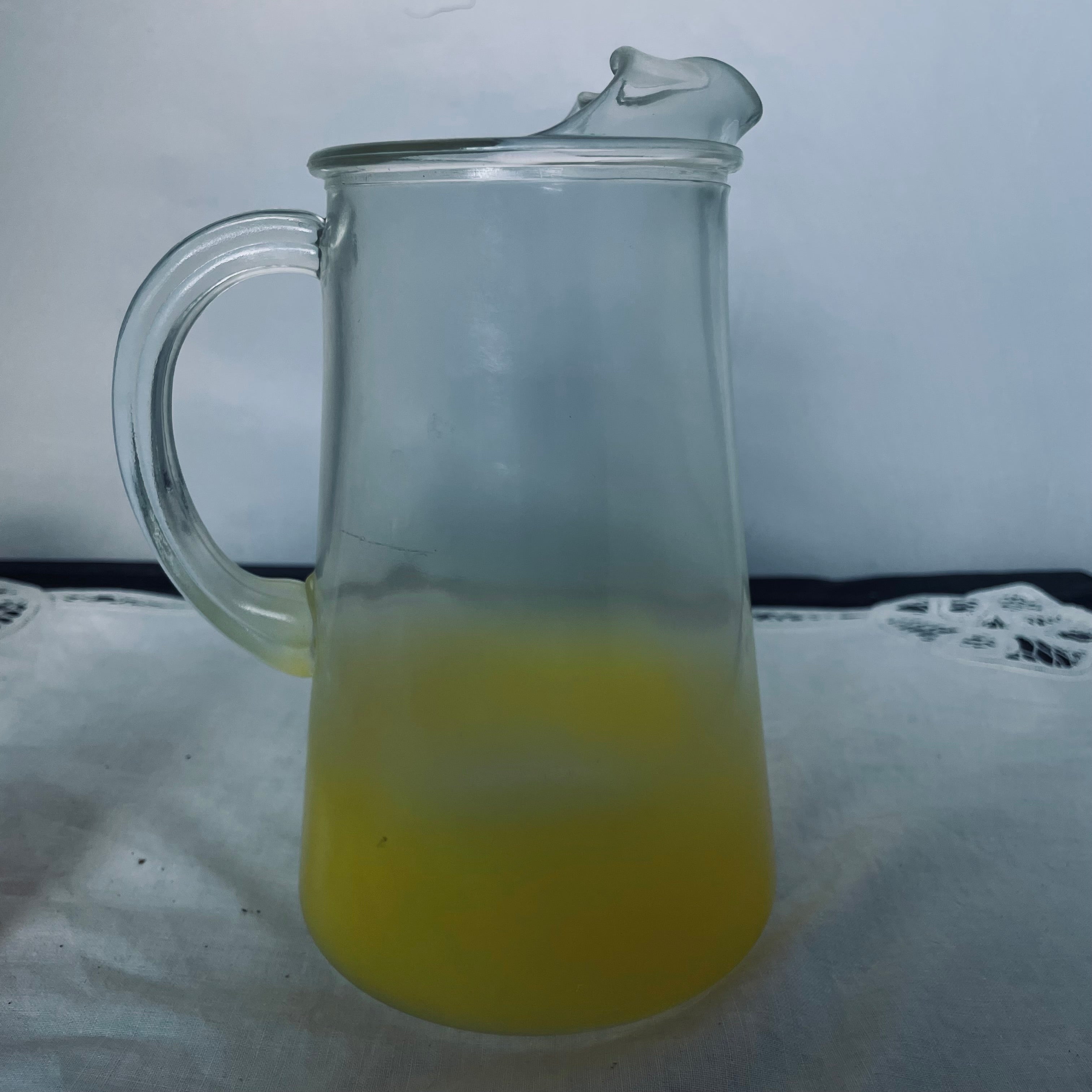 Set of 7 Vintage West Virginia Glass Blendo Pitcher with 6 Glasses