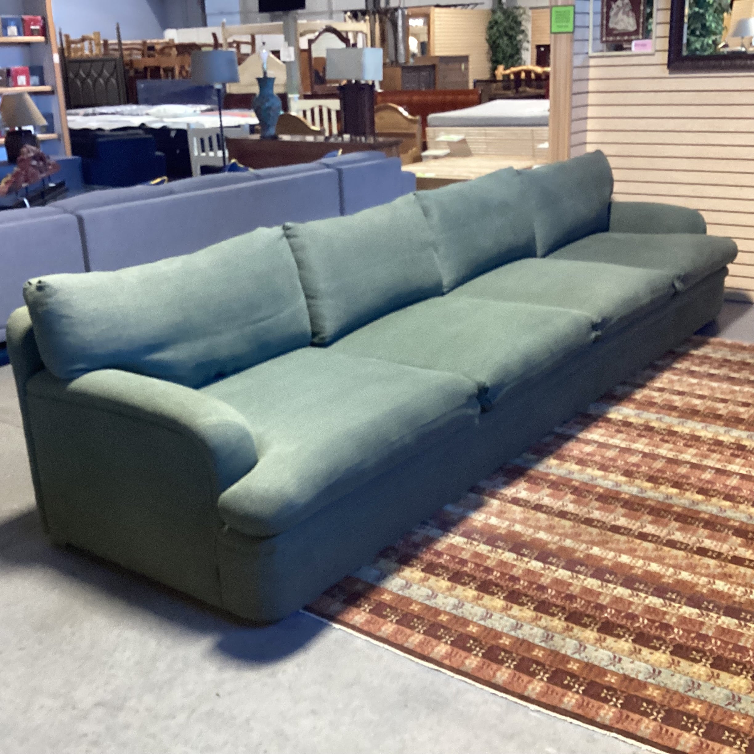 Custom Sage Belgian Linen & Down Sofa 150"x 41"x 31"