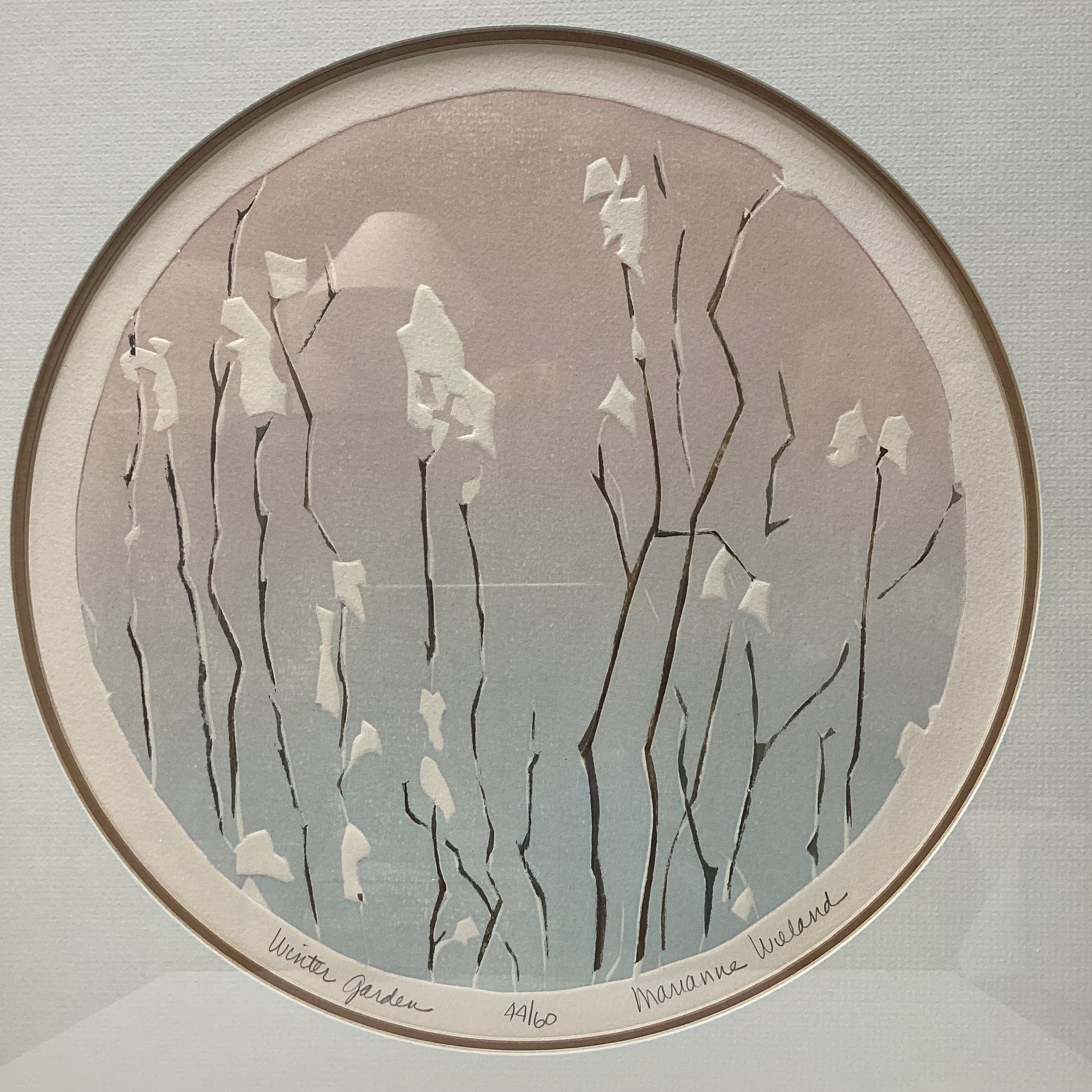 Marianne Wieland Signed "Winter Garden" Limited Edition Print 17.5" x 17.5"