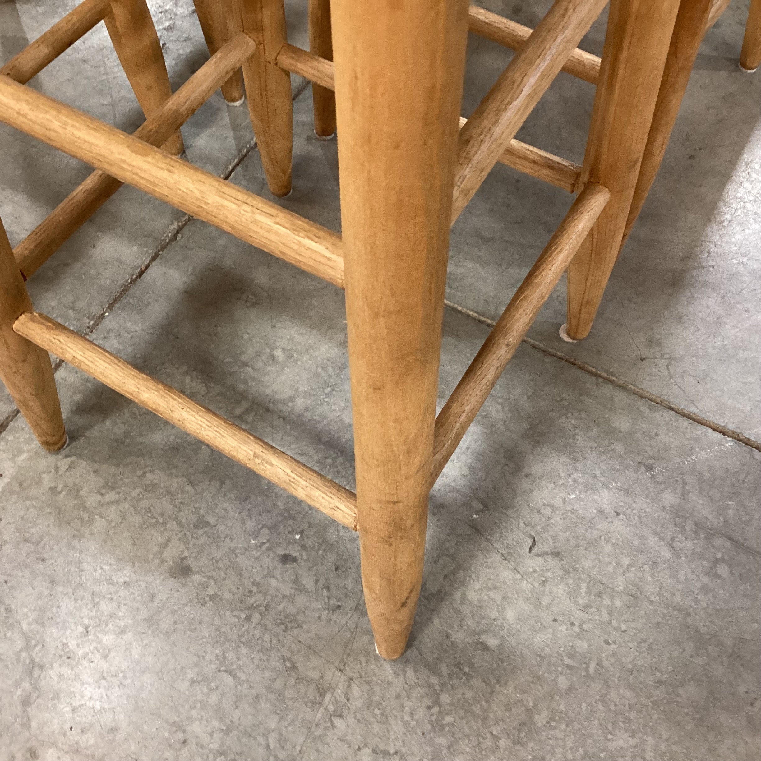 SET of 4 Vintage Natural Wood & Rush Seat Barstools 25"