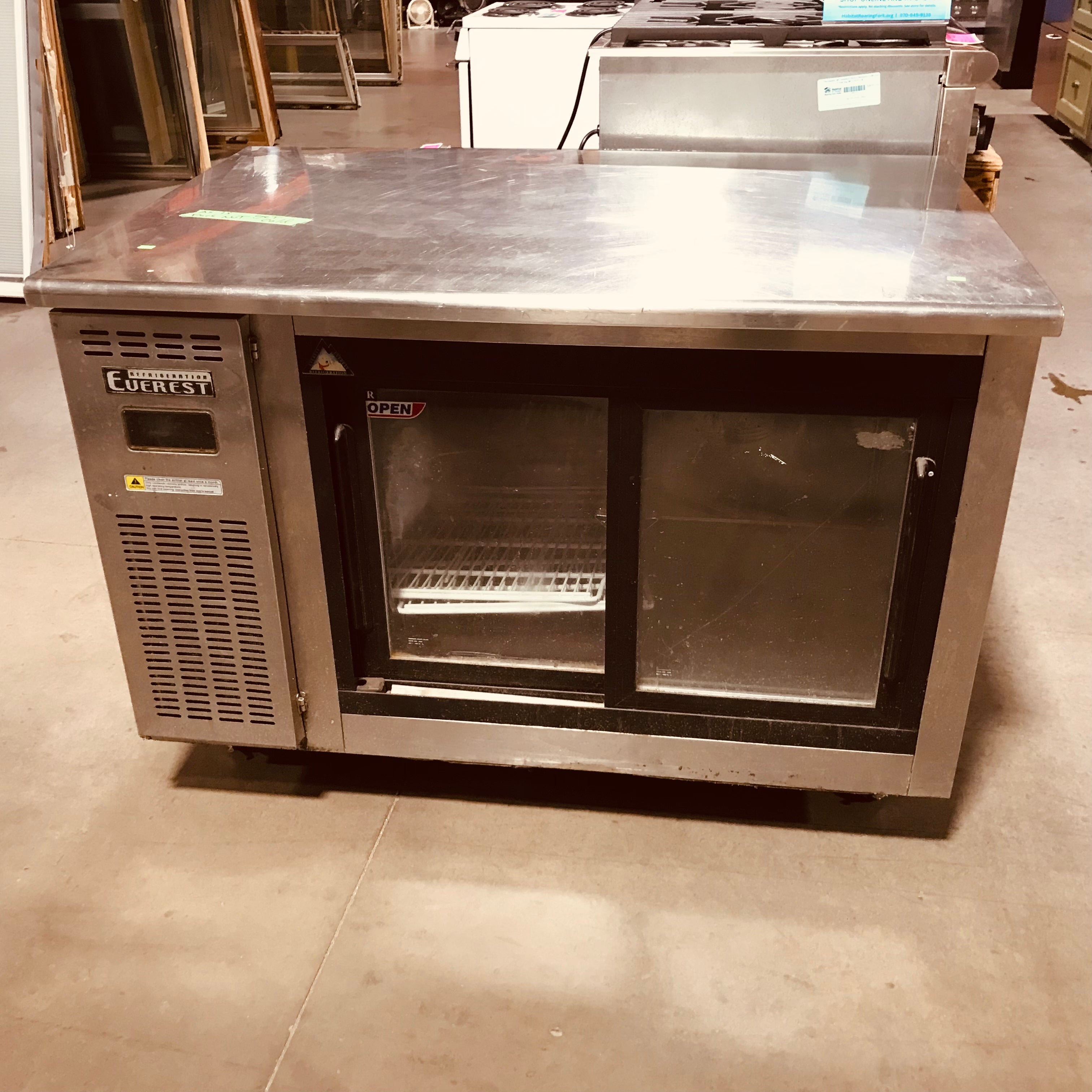 Everest Stainless Steel, Glass Front Doors Under-The-Counter Refigerator (AS IS)