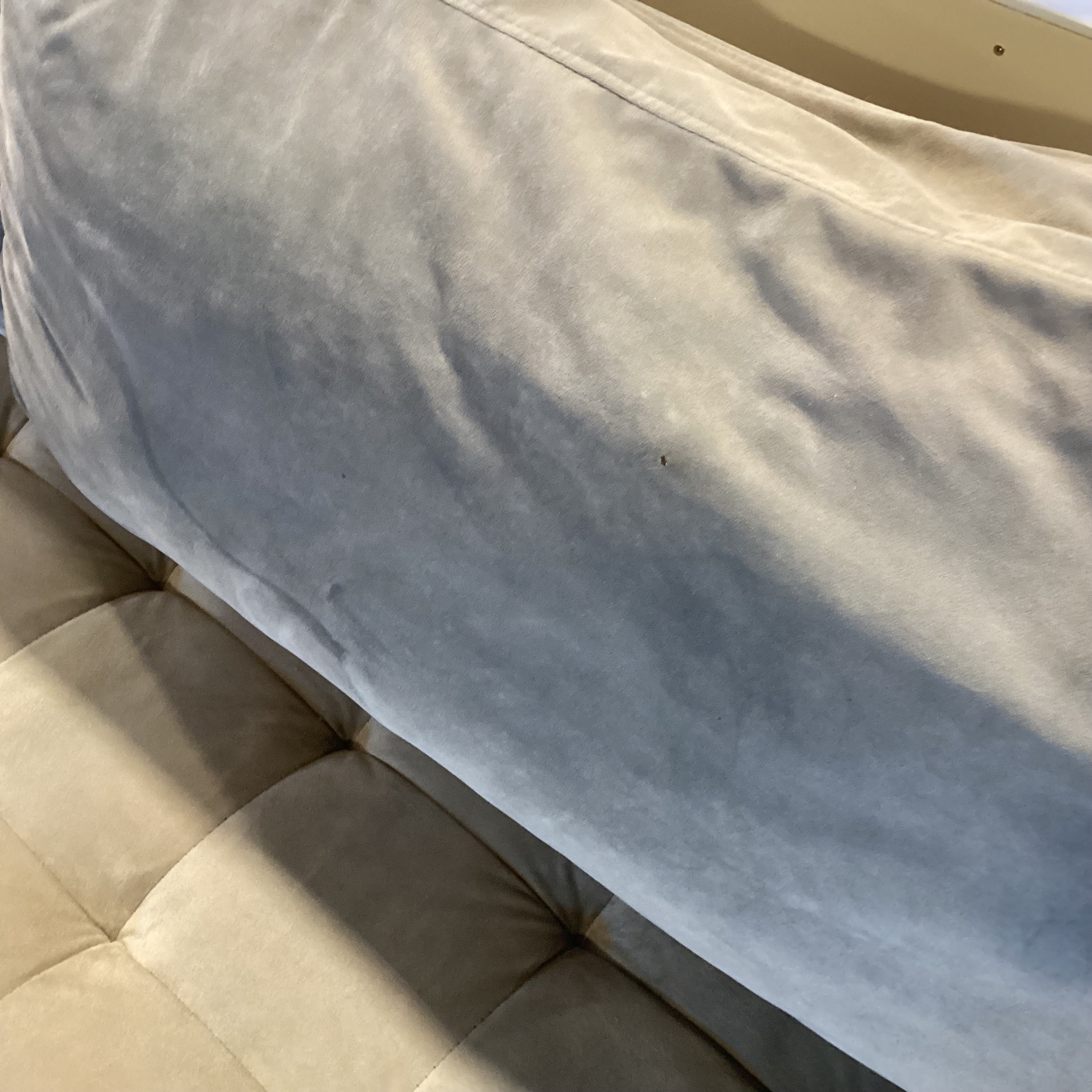 Grey Plush Velveteen Tufted Seat Sofa 87"x 37"x 26"