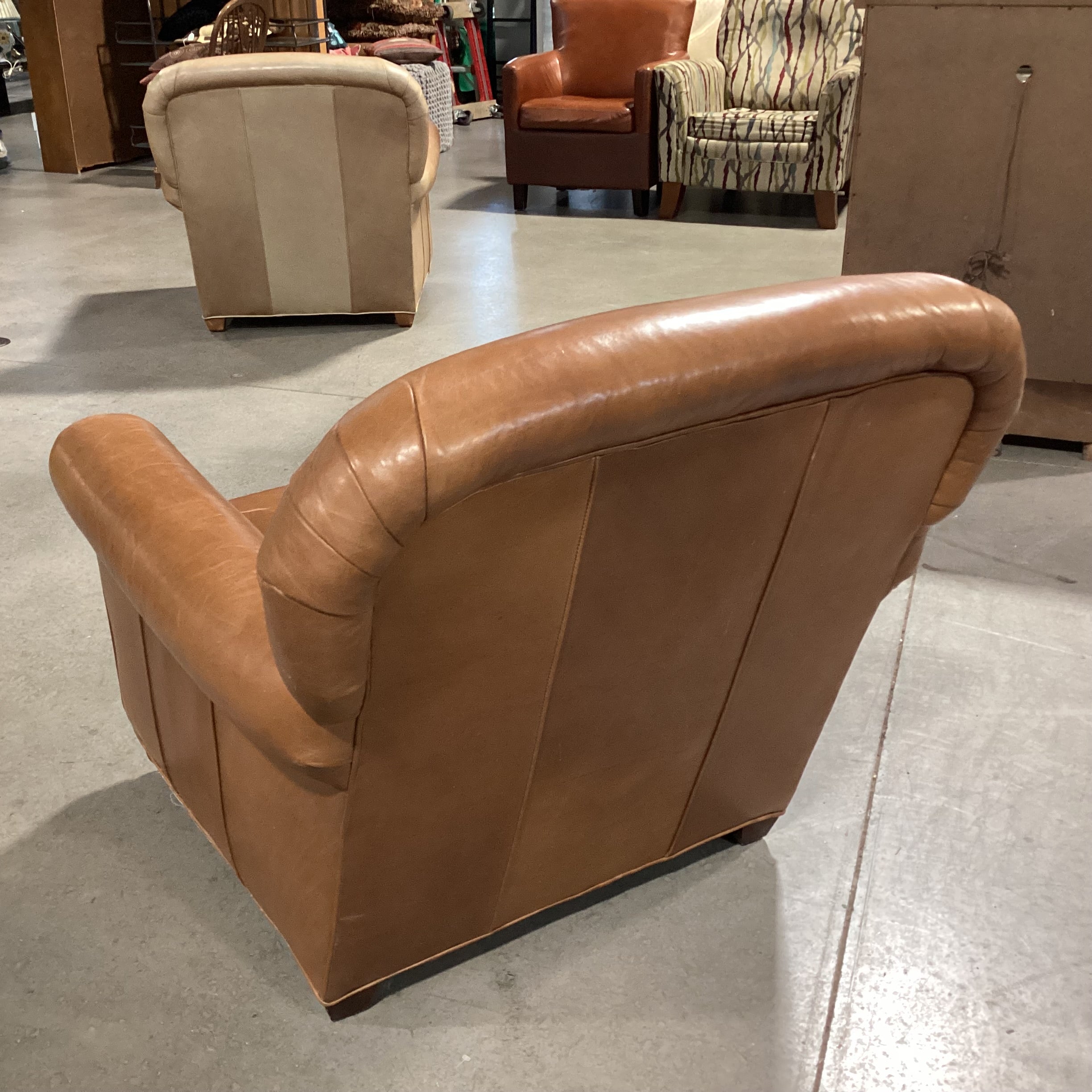 Lee Industries Leather with Front Casters Club Chair 36"x 38"x 35"